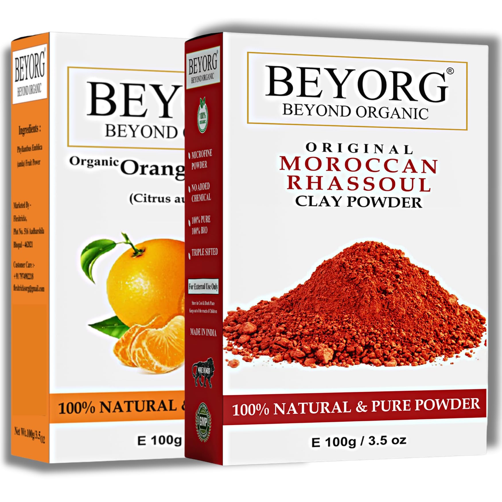 Organic Orange Peel Powder & Moroccan Rhassoul Clay - Natural Face Mask for Acne, Blemishes & Clear Skin | Detoxifying Facial Treatment for Oily & Sensitive Skin | DIY Skincare & Spa Day Essential
