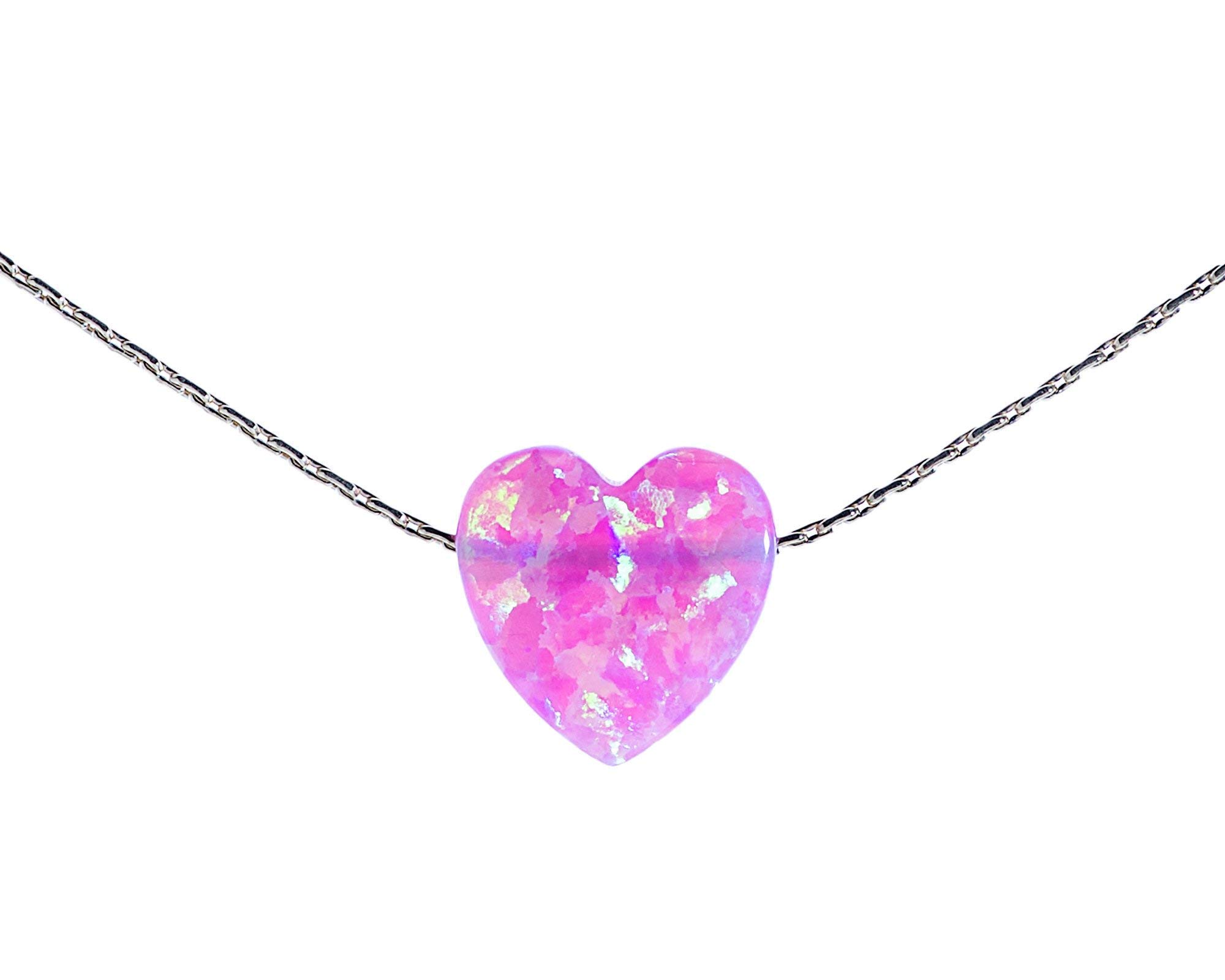 Custom Heart Opal Necklace - Gold Filled Pink Charm Jewelry for Gifts & Romance