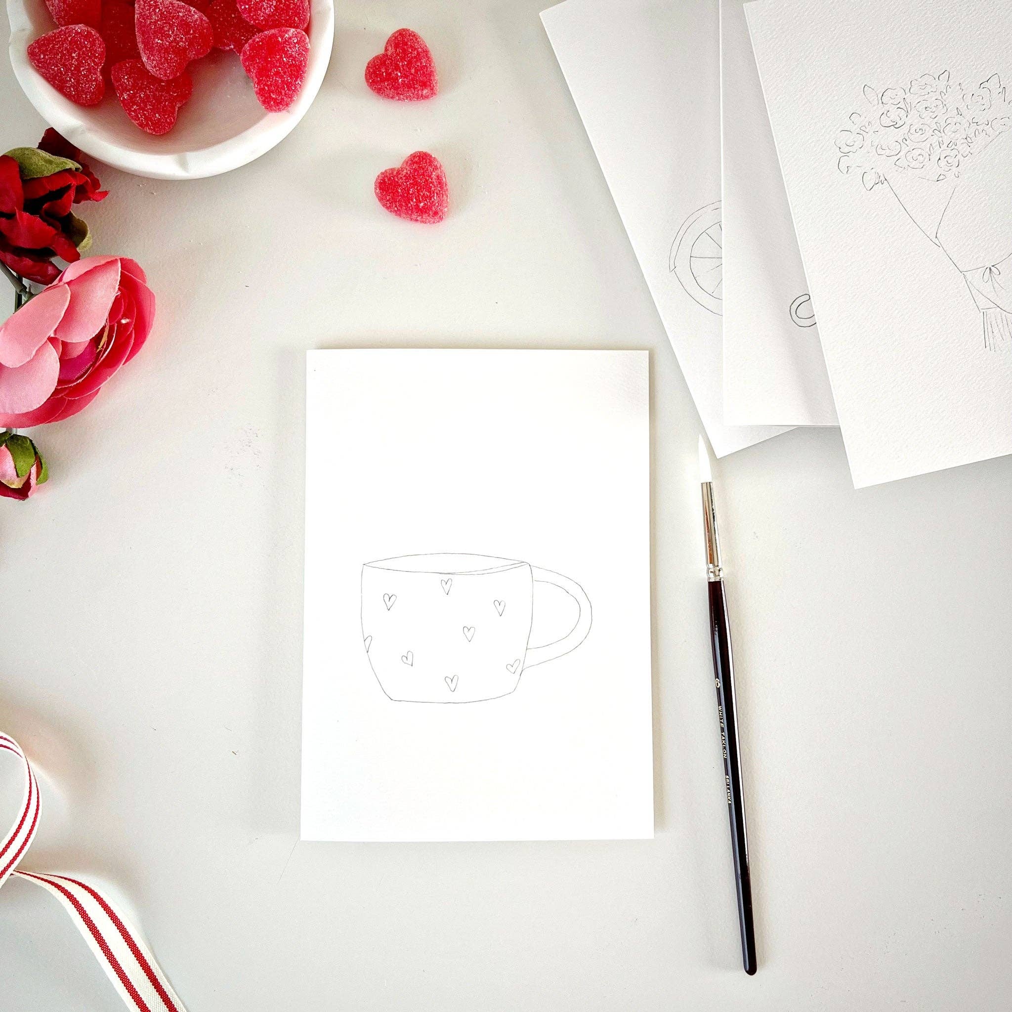 Love Sweet Love Paintable Notecard Set - DIY Handmade Greeting Cards for Valentine's, Wedding & Anniversary - Perfect for Romantic Gifts & Crafting Projects