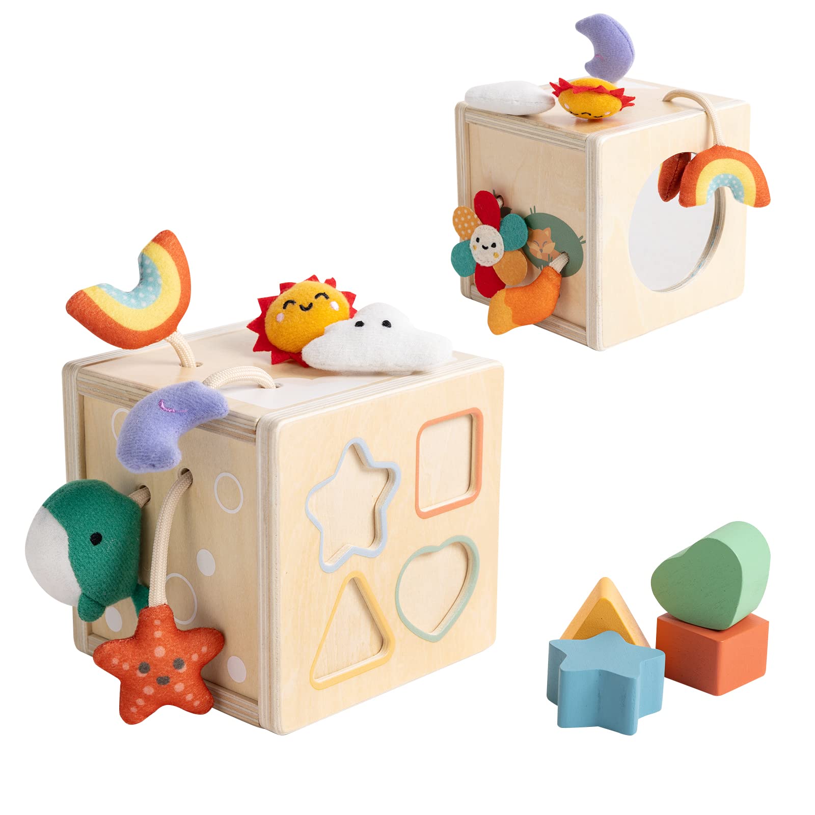 Montessori Wooden Pull String Activity Cube - Sensory Learning Toy for Babies 6-12 Months | Early Development Toy for 1 Year Old Boys & Girls | Perfect for Playtime, Daycare & First Birthday Gifts