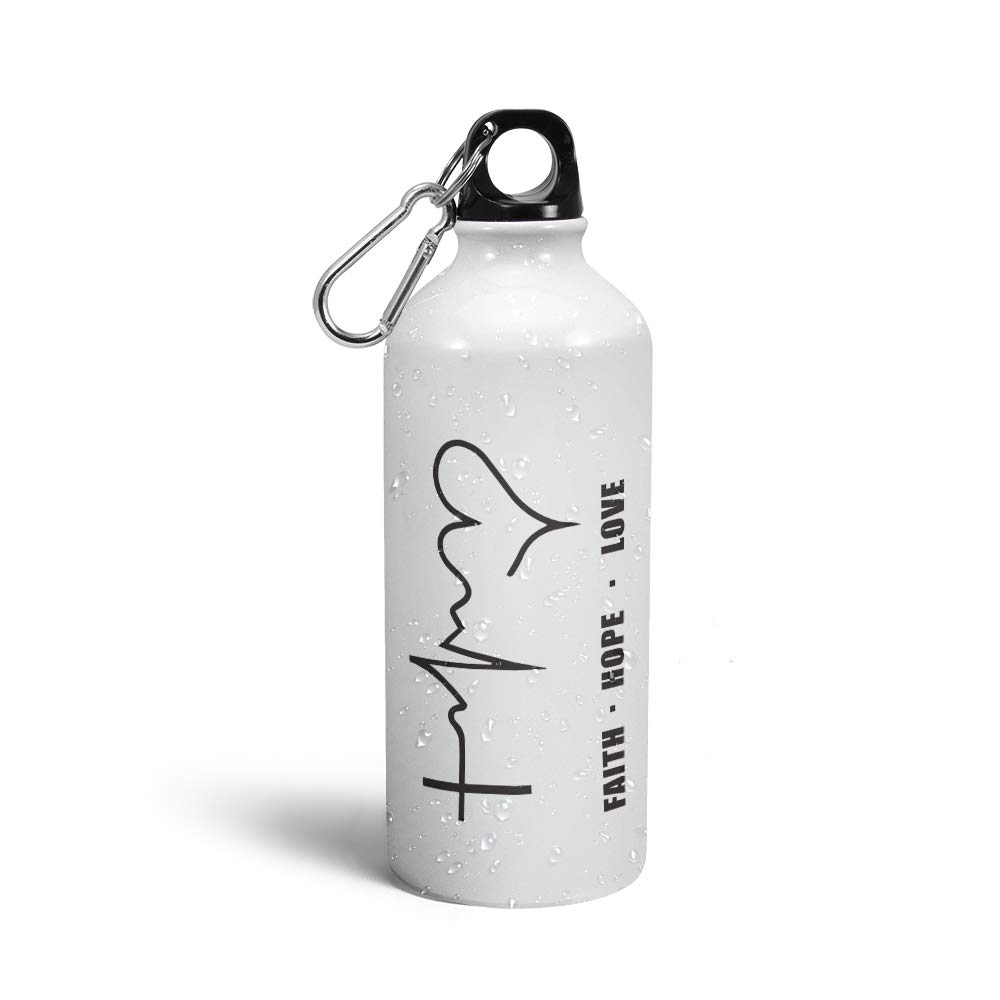 Prink Faith Hope Love Printed Water Bottle | 600ml Insulated Sipper Bottle with Heartbeat Design | Gym, Sports & Travel Essential for Men & Boys | Perfect for Workouts, Hiking & Daily Hydration