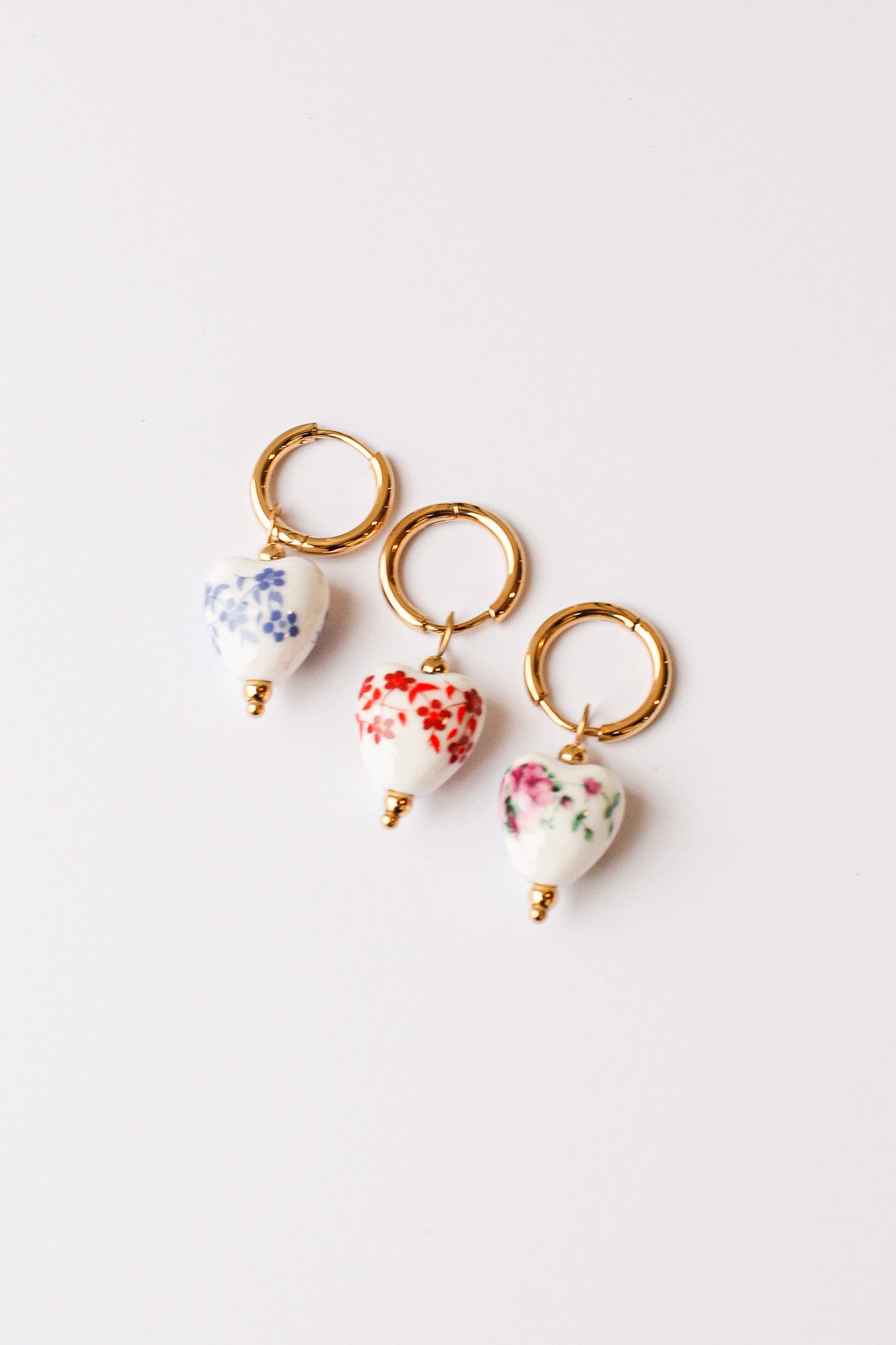 Red Mini Bella Hoop Earrings - Dainty Gold Hoops for Women, Everyday Wear & Special Occasions