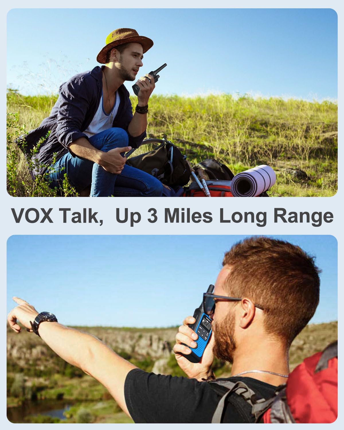 Long Range Walkie Talkies for Adults with NOAA Weather Alerts - Rechargeable 2-Way Radios, 22 Channels, 6 Pack, 1800mAh Li-ion Battery & USB-C Cable - Perfect for Hiking, Camping, and Outdoor Adventures