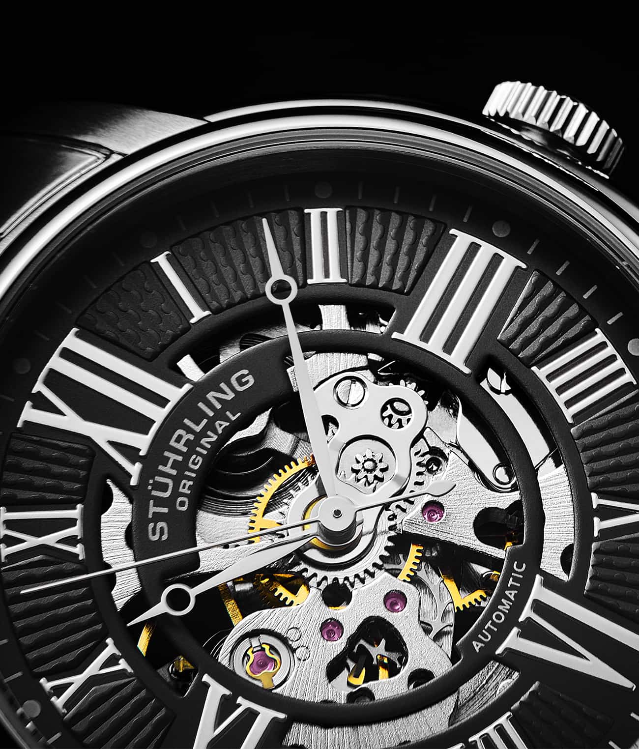 Atrium 4031 Automatic 42mm Skeleton Watch for Men - Luxury Stainless Steel Mechanical Timepiece - Perfect for Business, Formal Events & Everyday Wear
