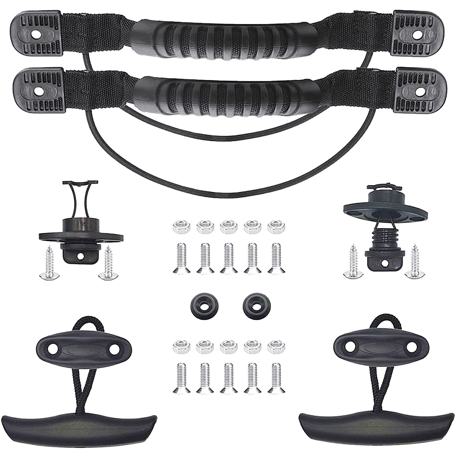 **Kayak Pull Handles with Cord & Pad Eyes - Kayak Carry T-Handle & Drain Plug Kit - Thread Bung for Kayak Canoe - Perfect for Easy Transport & Water Drainage**