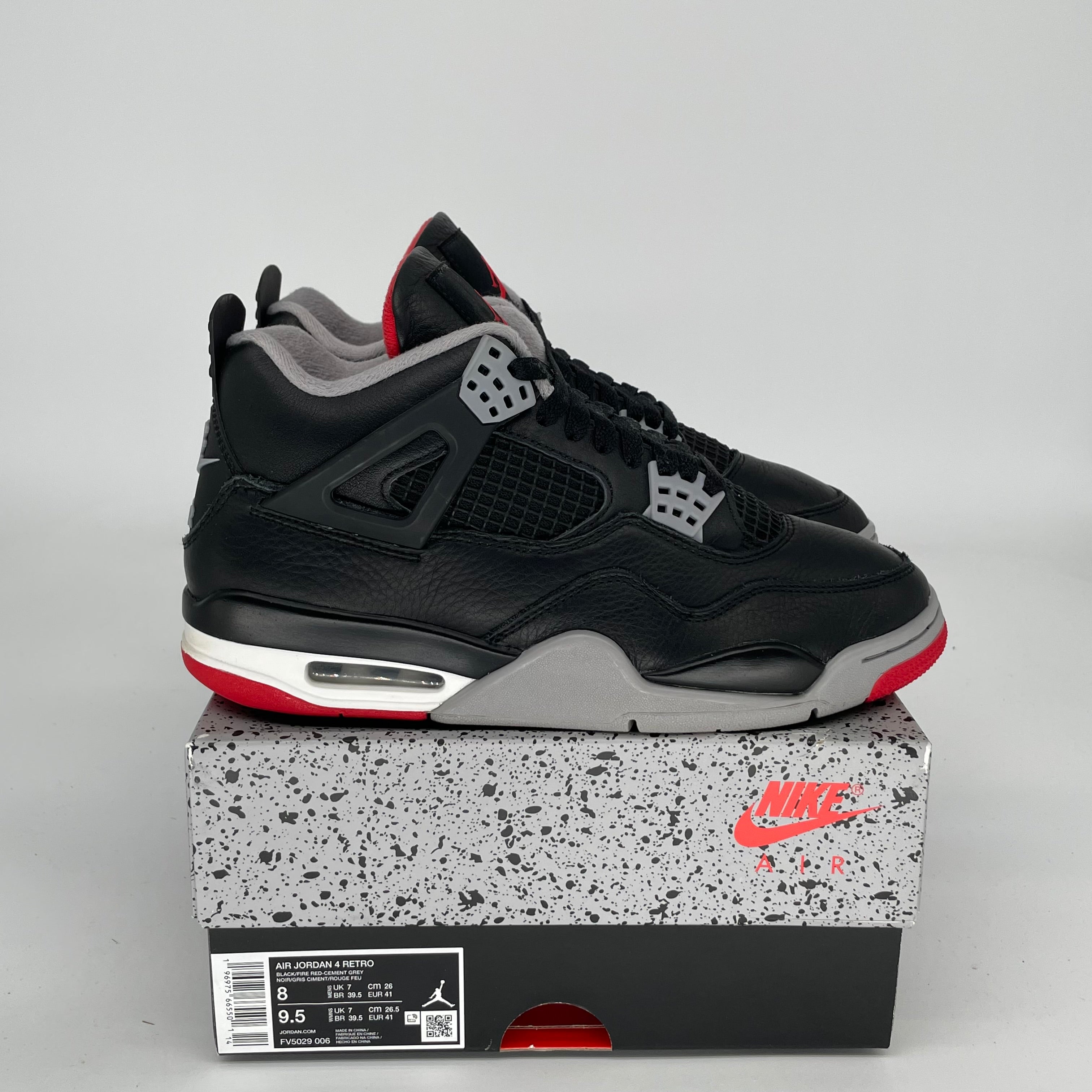 Original Air Jordan 4 Bred Reimagined Men's Basketball Shoes - Size 8 (FV5029-006) | Retro Sneakers for Streetwear & Casual Outfits