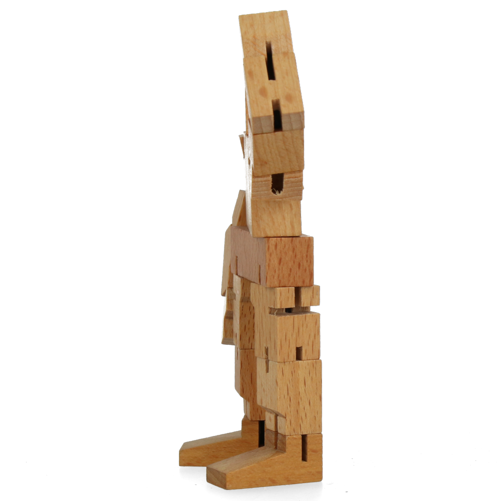 Cubebot Micro Guthrie Natural Wooden Puzzle Toy - Perfect for Kids, Adults, and Office Desk Decor | STEM Educational Gift & Stress Relief Fidget Toy