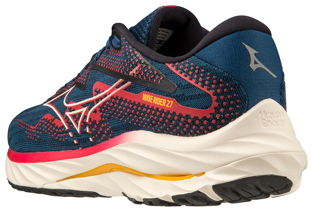 Mizuno Wave Rider 27 Running Shoes for Men - Blue Opal/Papyrus/Ski Patrol | Lightweight Cushioned Road Running Shoes | Perfect for Marathon Training & Daily Jogging
