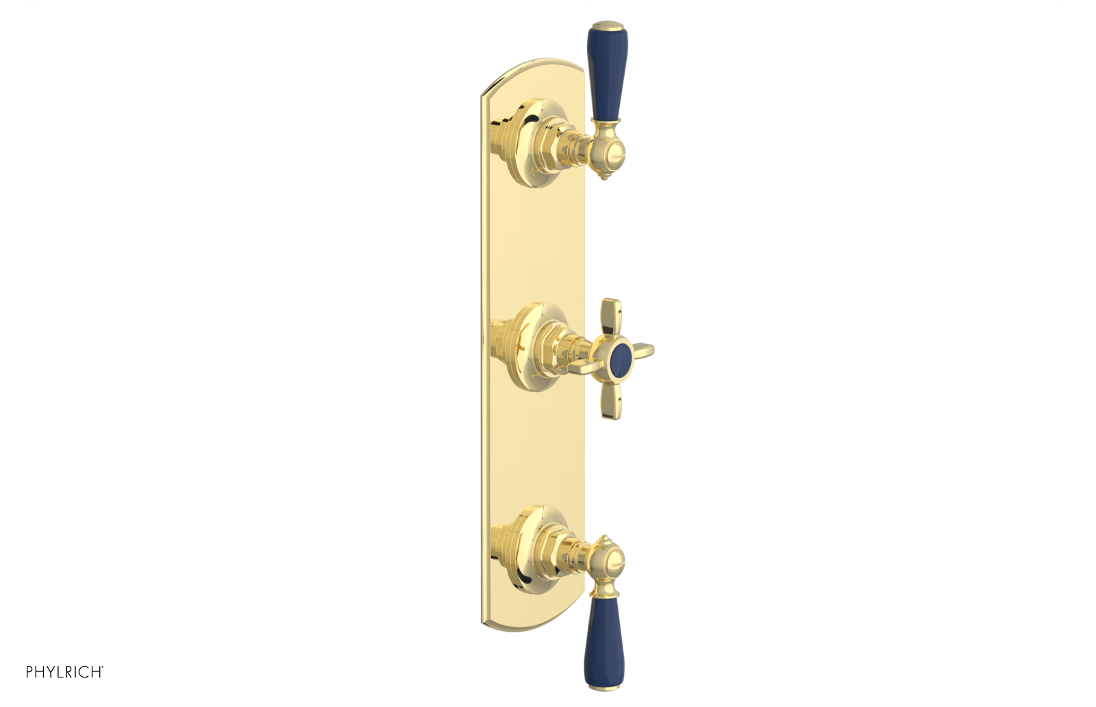 Jamestown Thermostatic Shower Valve with Dual Volume Control - Navy Blue Accents (Model 4-740) for Modern Bathroom & Spa Experience