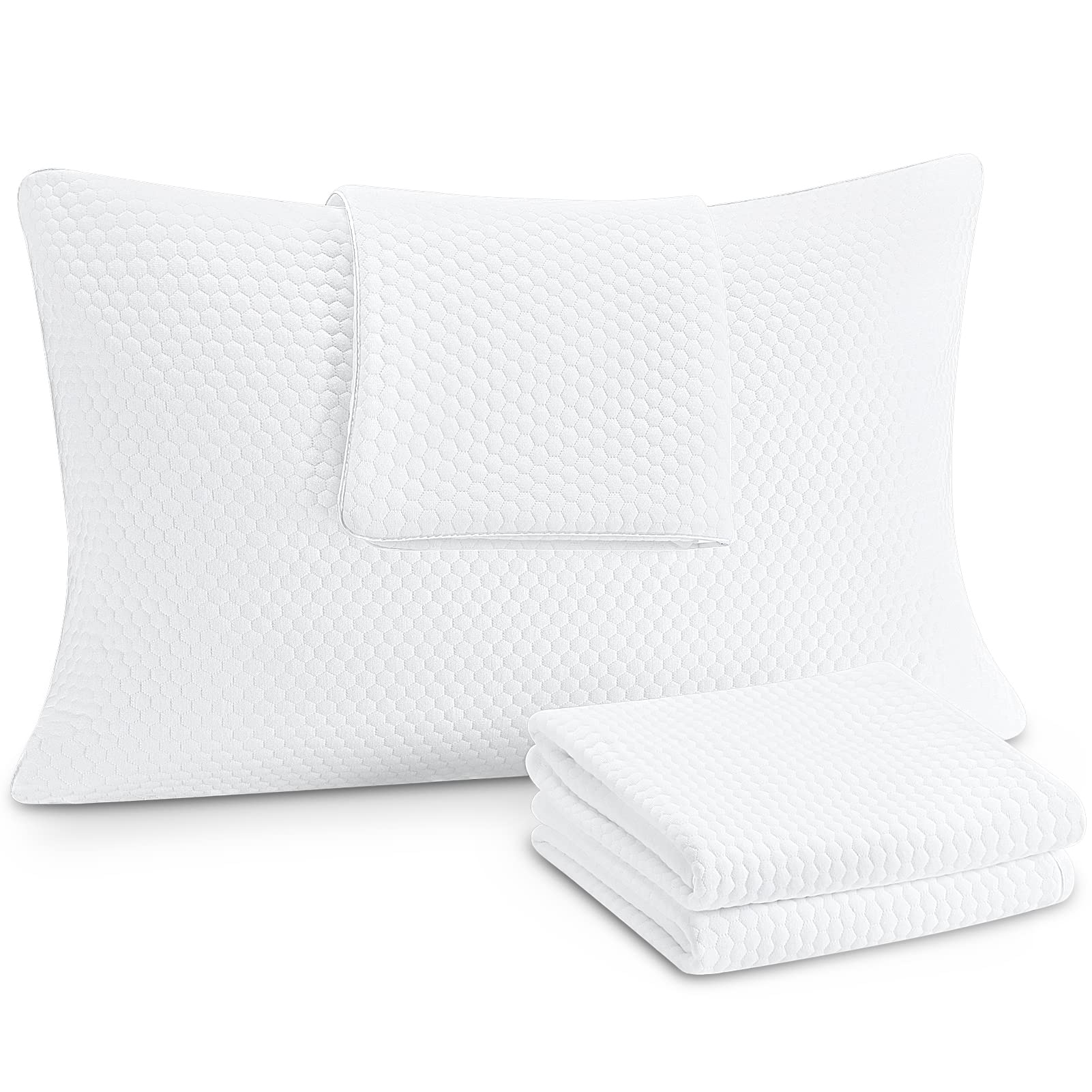 Hypoallergenic Queen Pillow Protectors - 2 Pack Soft Quilted Covers with YKK Zipper for Bedroom Comfort