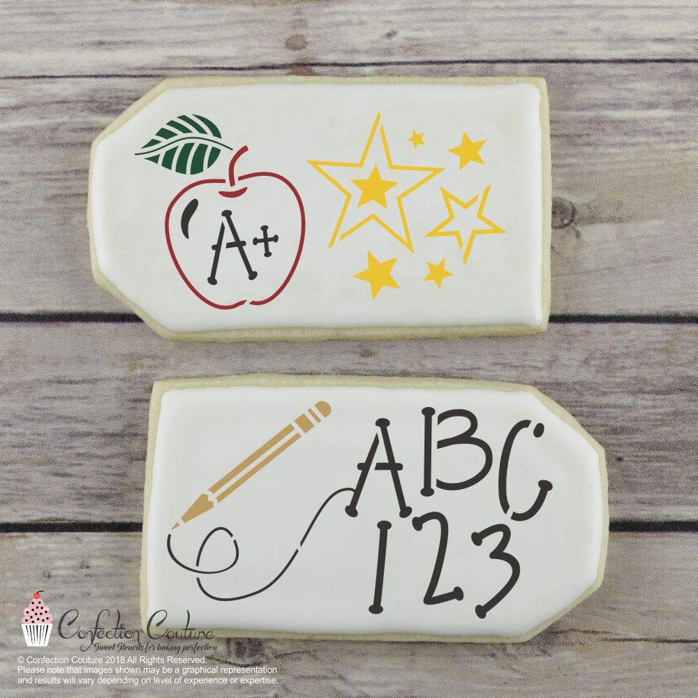 Back to School Cookie Stencils - 4 Sheet Value Pack for Baking, Holiday Decorating & DIY Crafts