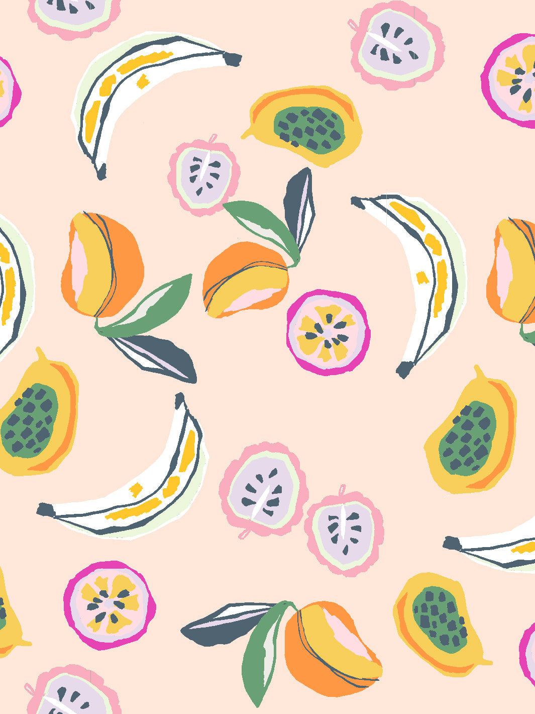 Tea Collection 'Mango Papaya' Peel and Stick Wallpaper - Tropical Fruit Pattern Removable Wallpaper for Nursery, Kitchen, or Bathroom Decor