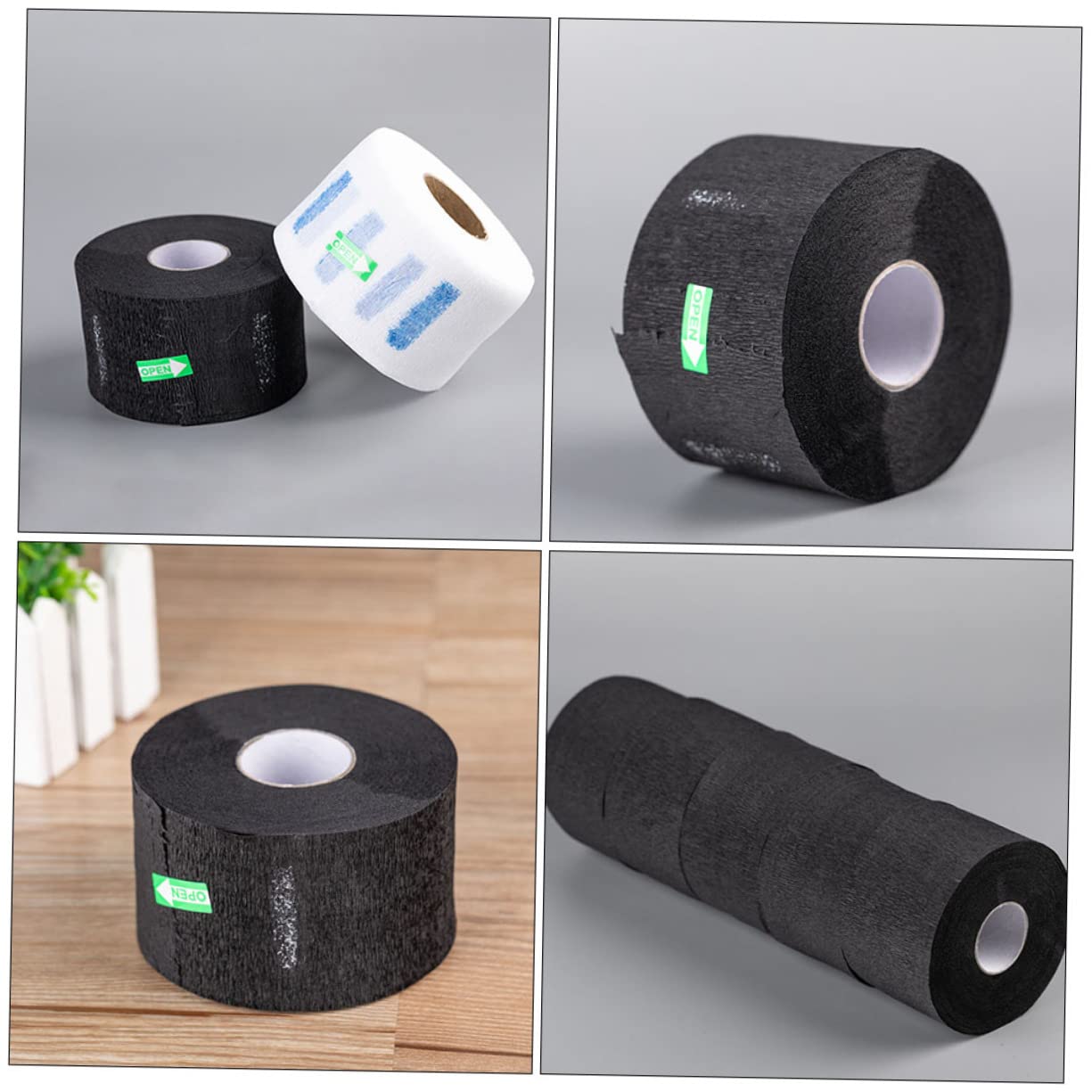 3 Rolls Stretchy Barber Neck Paper Strips - Black Non-Woven Haircut Neck Protection Bands for Barbershop & Salon Use | Ideal for Hair Cutting, Shaving & Styling Sessions
