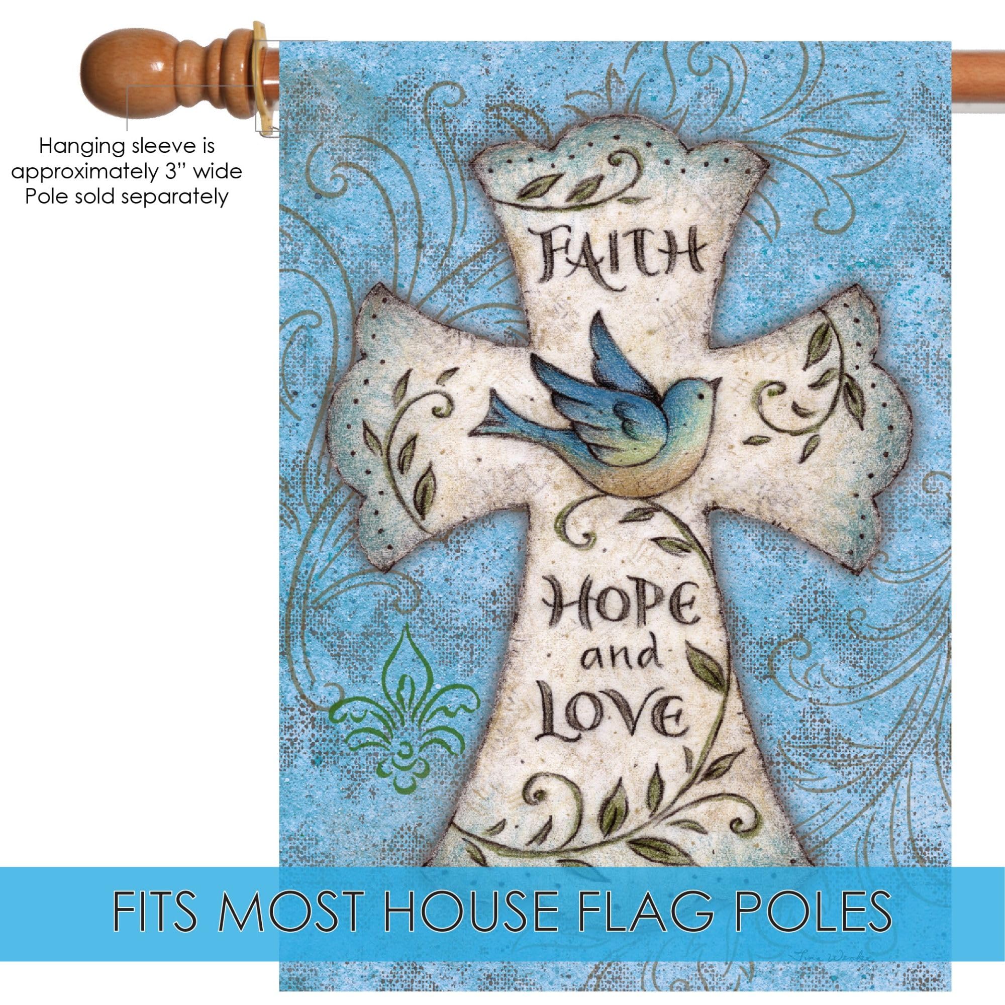 Faith Hope Love Christian Flag 28x40 Inch - Double Sided Outdoor Garden Flag with Cross Design for Yard, House & Church Decor | Weather-Resistant Christian Home & Garden Decoration