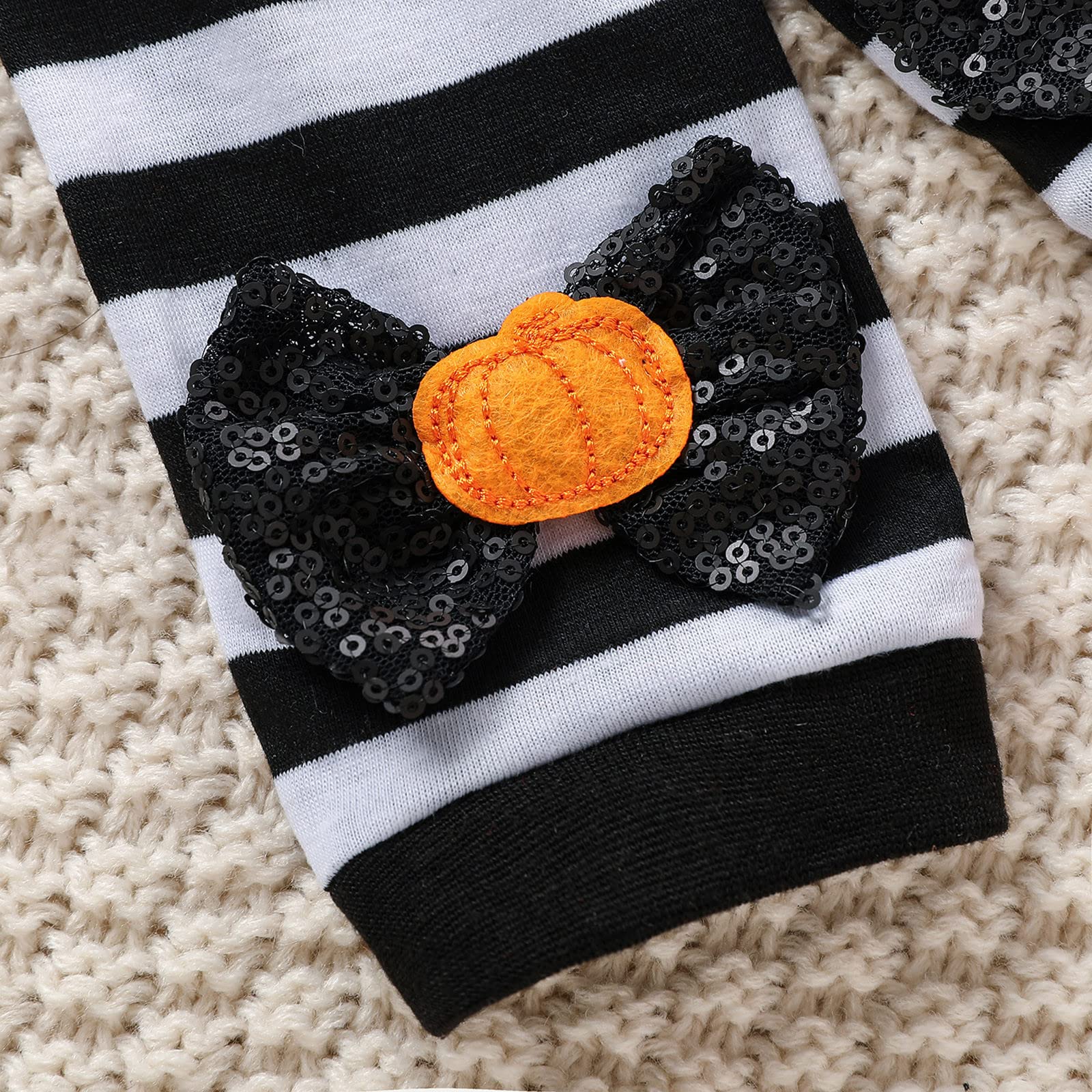 Baby Girl Halloween Outfit - Long Sleeve Letter Printed Romper with Tulle Skirt & Headband | Infant Costume for Halloween Party, Photo Shoot & Dress Up