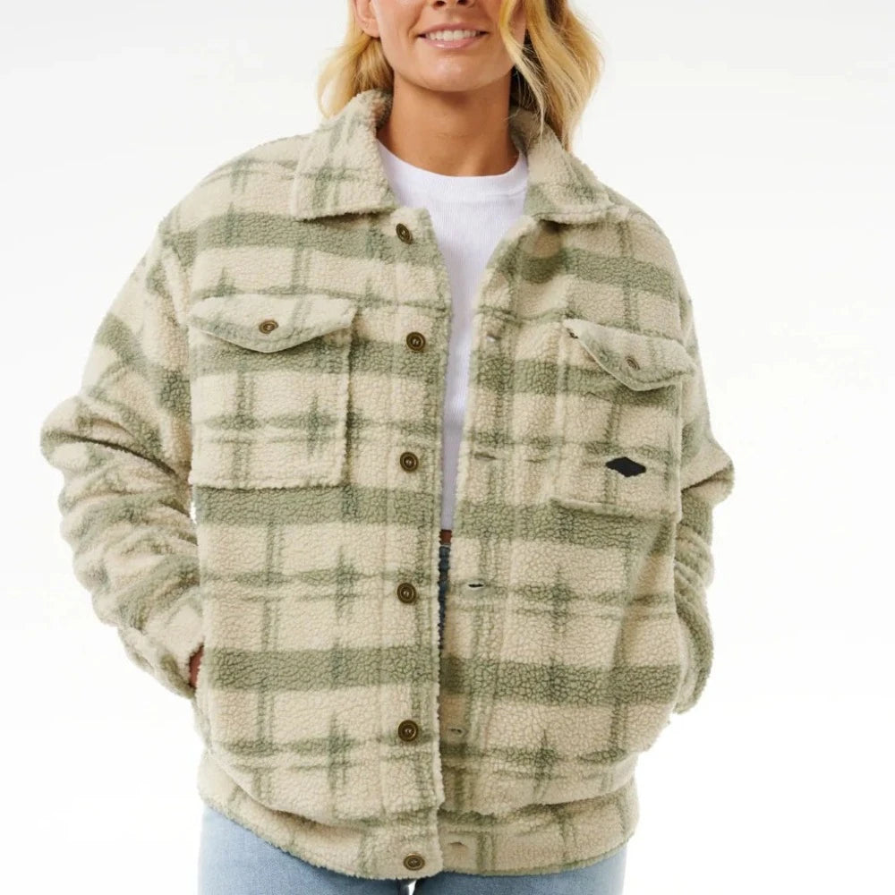 Rip Curl Women's Sunrise Session Sherpa Jacket - Cozy Fleece Winter Coat for Outdoor Activities & Casual Wear - Perfect for Hiking, Camping & Everyday Fashion