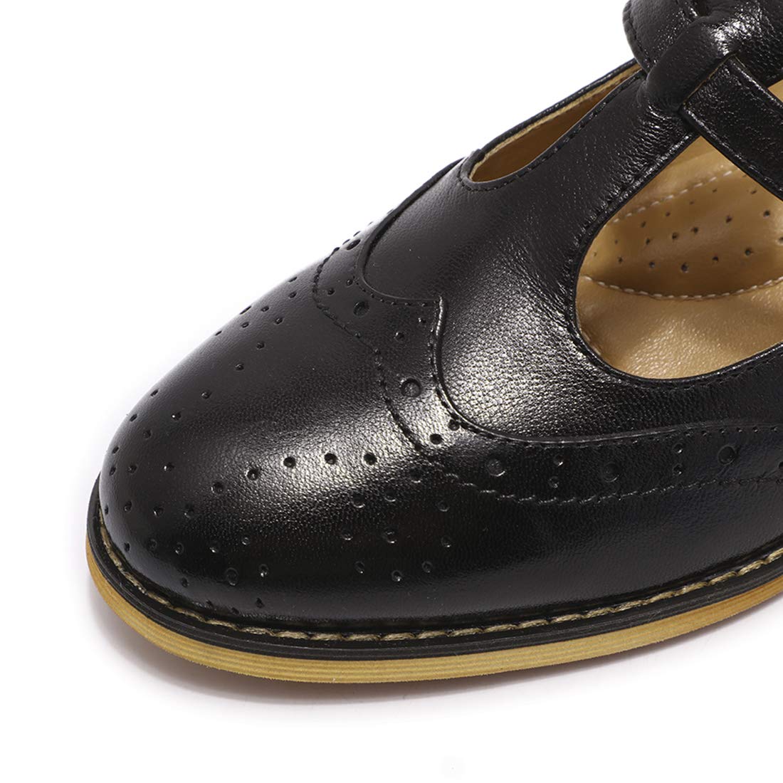 **Mona Flying Women's Wingtip Oxford Mary Jane Loafers – Genuine Leather T-Strap Casual Flats for Ladies | Comfortable & Stylish for Work, Office & Everyday Wear**