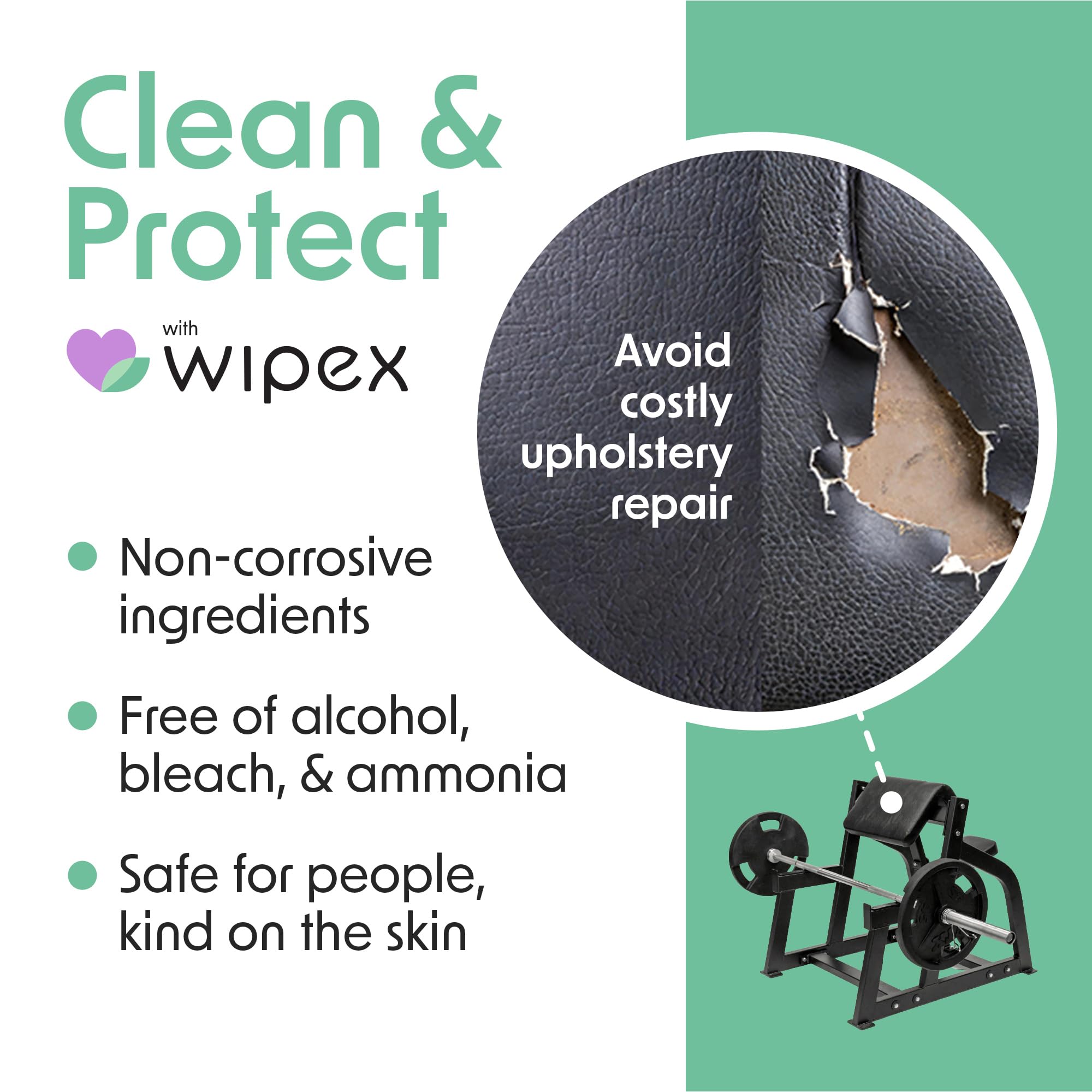 Wipex Gym Wipes for Equipment Cleaning - 700 Large 8x12 Inch Natural Fitness Wipes Refills for Dispensers - Lemongrass & Eucalyptus Oil Disinfectant Wipes, Bulk Multipurpose Surface Cleaning Wipes (1 Pack) - Perfect for Gym Equipment, Yoga Mats & Home Workout Gear