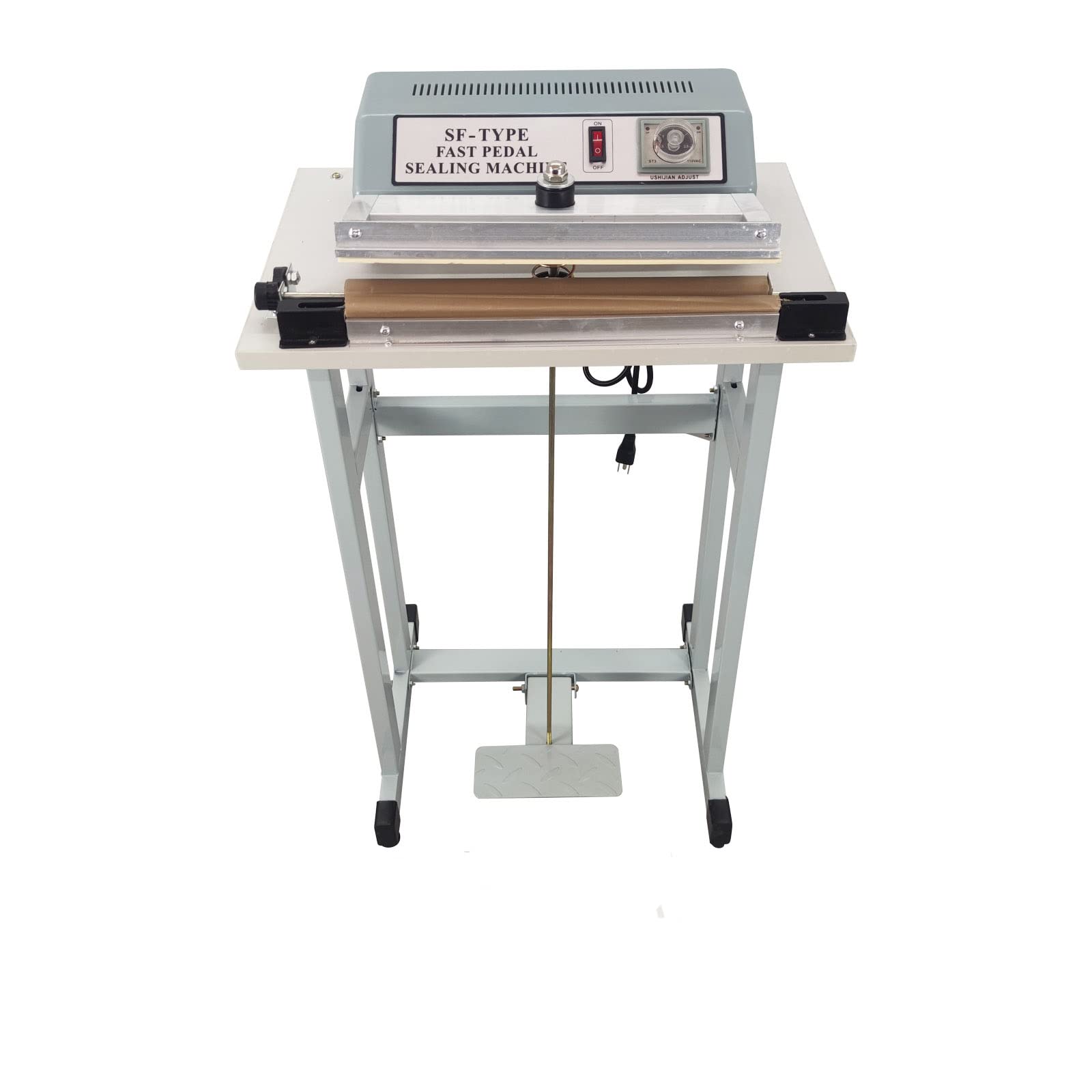 110V Foot Pedal Sealing Machine with Cutter - 3mm/0.6mm Adjustable Sealing Width for Plastic Bags | Fast & Efficient Packaging Solution for Food, Retail & Industrial Use