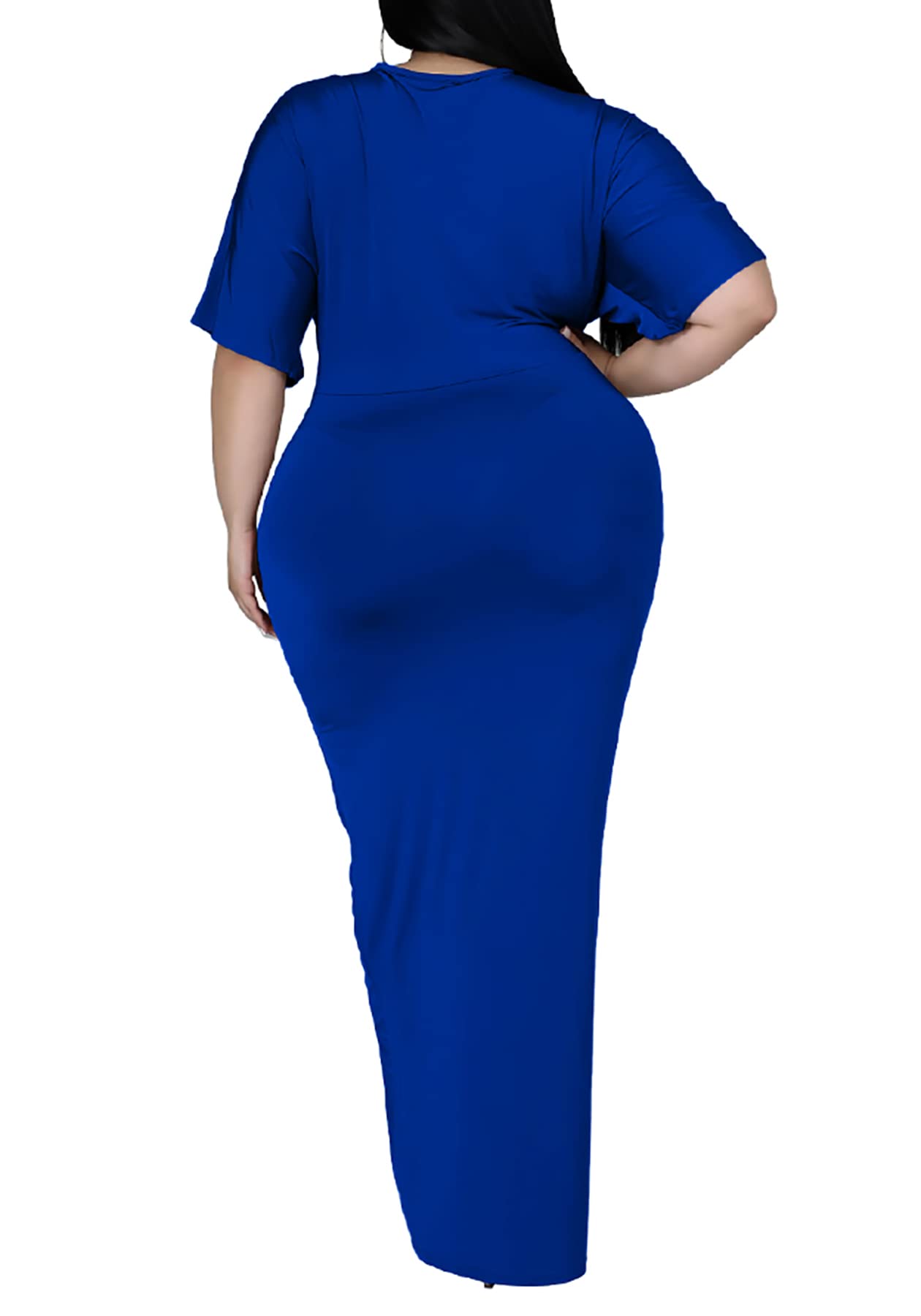 Sexy Plus Size Maxi Dress for Women - V Neck Short Sleeve Wedding Guest & Party Dress - Flattering for Curvy Figures - Perfect for Weddings, Cocktail Parties & Special Occasions