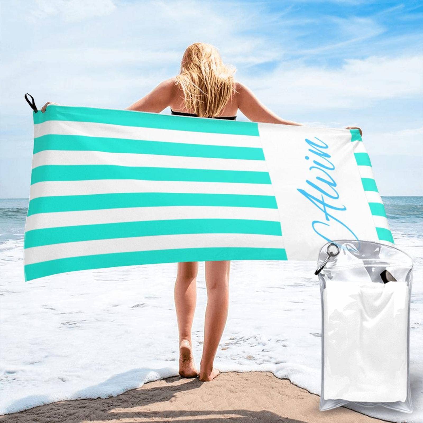 Personalized Name Beach Towel - Quick Dry Microfiber Sand-Free Towel for Beach, Pool & Camping - Perfect for Bachelorette Parties, Kids & Outdoor Activities
