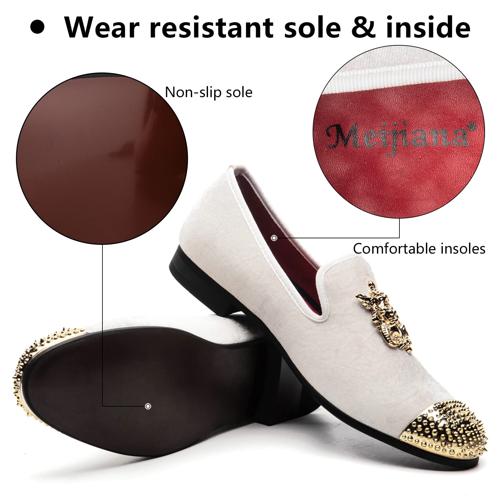 Luxury Meijiana Men's Velvet Loafers with Metal Embellishments - Formal Dress Shoes for Weddings, Parties & Business Events