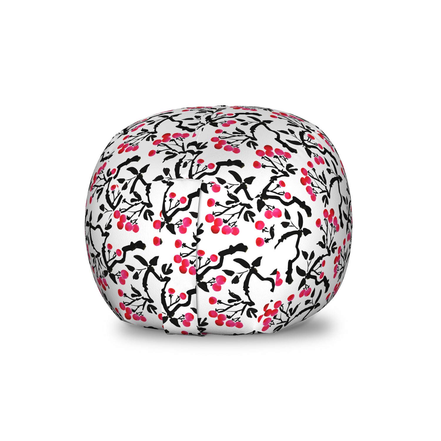 Ambesonne Botanical Toy Storage Bag Chair - Berries on Twigs & Leaves Design, Washable Stuffed Animal Organizer for Kids Room, Small Size in Dark Pink & Charcoal Grey - Perfect for Nursery, Playroom & Bedroom Organization