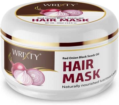 Wrixty Red Onion & Black Seed Hair Mask with Keratin for Hair Growth | Smoothing, Strengthening & Thickening Treatment | Nourishes & Controls Frizz | Anti-Hair Fall Onion Hair Mask - 200ml | Perfect for Damaged, Dry & Thin Hair at Home Salon Care