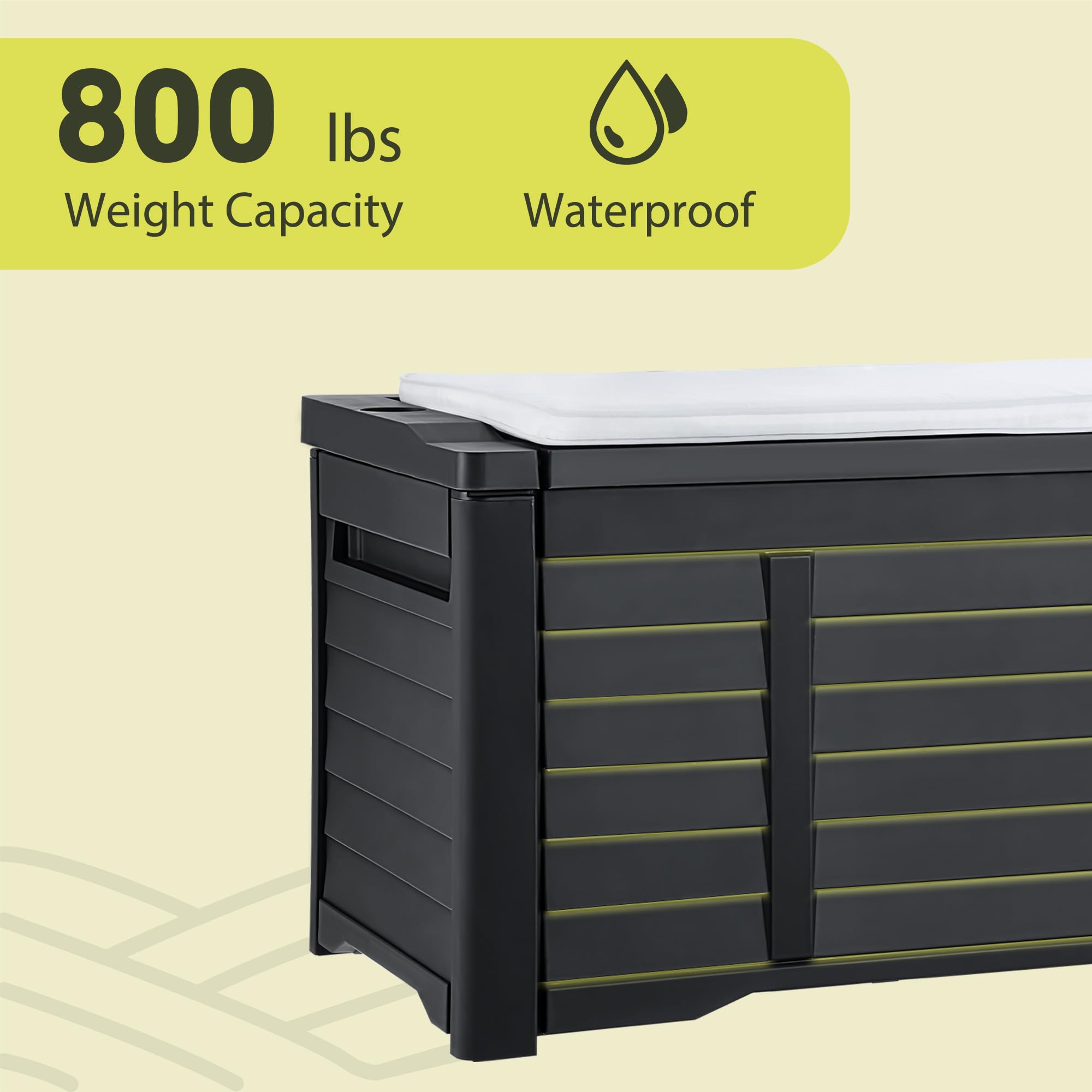 YITAHOME 120 Gallon Large Outdoor Storage Deck Box with Waterproof Cushion & Lockable Lid - Patio Furniture for Pool Supplies, Garden Tools, Cushion Storage - Durable Resin Material in Black - Perfect for Backyard, Deck, and Poolside Organization