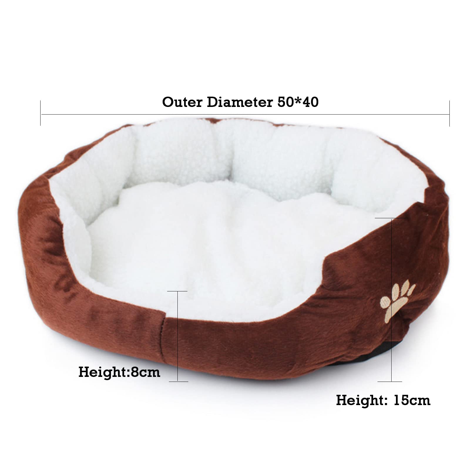 Washable Round Plush Pet Bed for Small Dogs & Cats - Soft Warm Anti-Slip Indoor Dog Bed & Cat Kennel Nest - Perfect for Living Room, Bedroom or Crate (Brown)