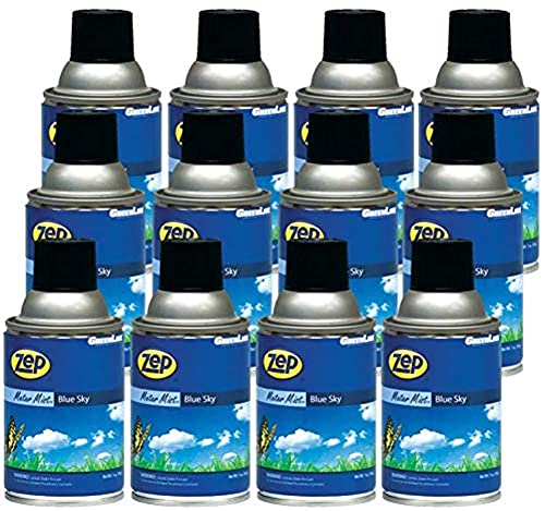 Zep Metered Mist Automatic Aerosol Air Freshener Refill - Blue Sky Scent, 6.5oz (Pack of 12) | Long-Lasting 30-Day Odor Neutralizer for Home, Office, Bathroom & Car | Case #336201