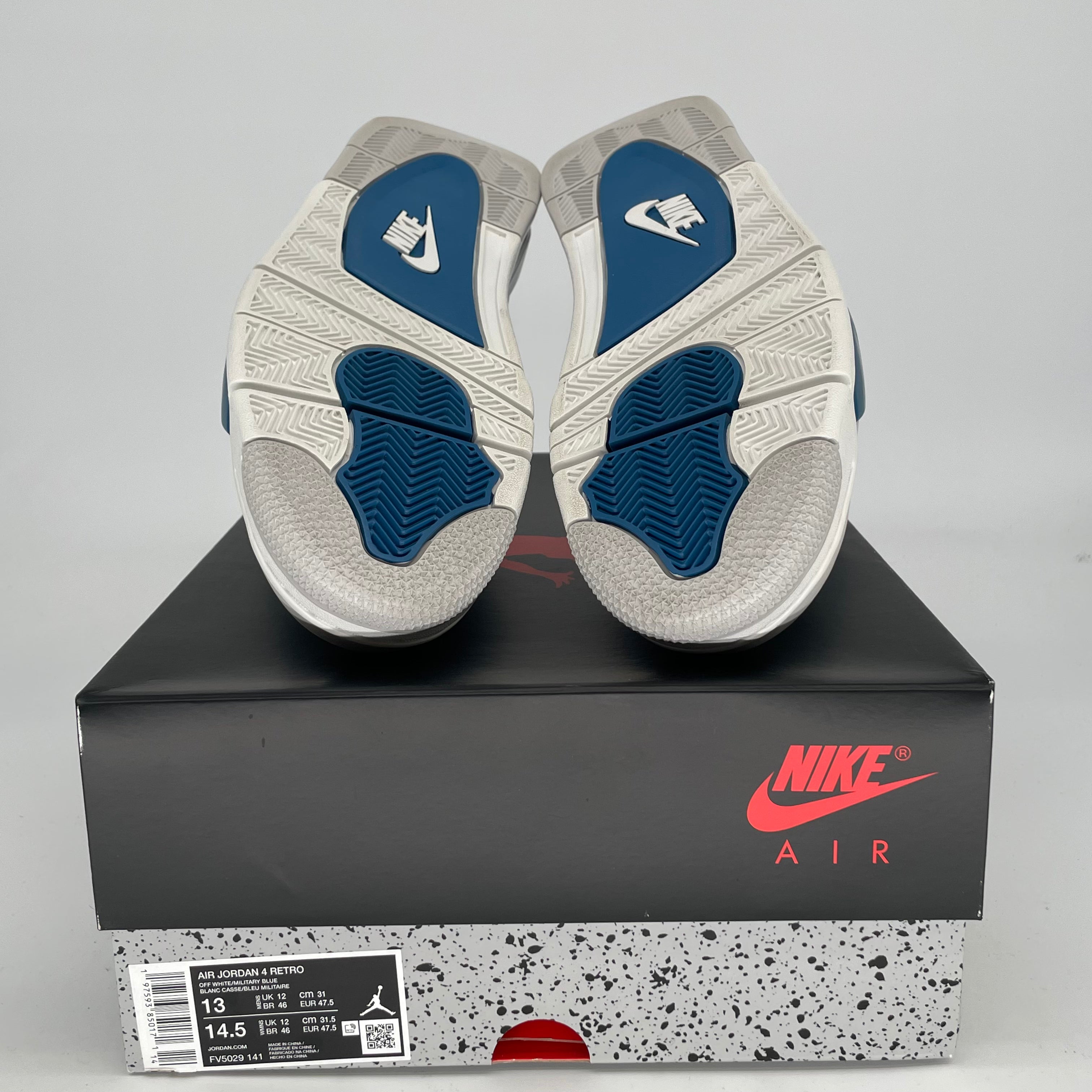 Original Air Jordan 4 Retro 'Military Blue' Men's Basketball Shoes Size 13 FV5029-141 - Perfect for Sneaker Collectors & Streetwear Fashion