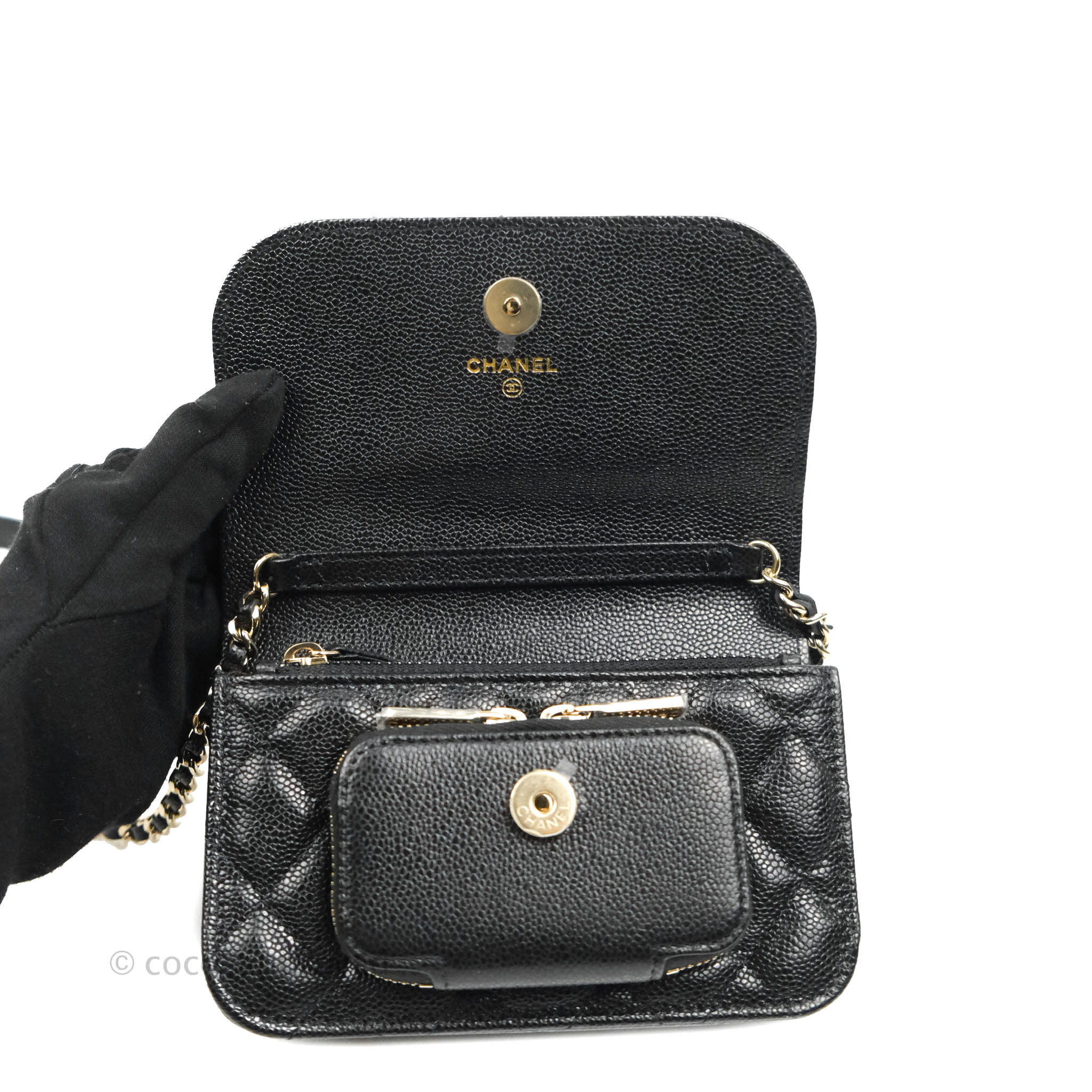 Chanel Business Affinity Clutch with Chain - Black Caviar Leather & Gold Hardware - Perfect for Work, Evening Events & Luxury Gift Giving