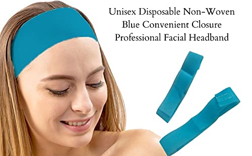 RXSHOPY® Disposable Non-Woven Blue Facial Headbands - 50 Pack (11.5