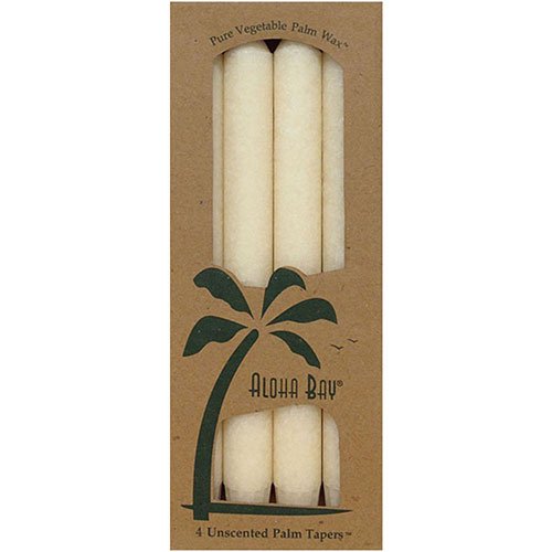 Aloha Bay 9 Inch Unscented Ivory Palm Taper Candles - Pack of 4 | Eco-Friendly Natural Wax for Romantic Dinners, Wedding Decor & Holiday Centerpieces