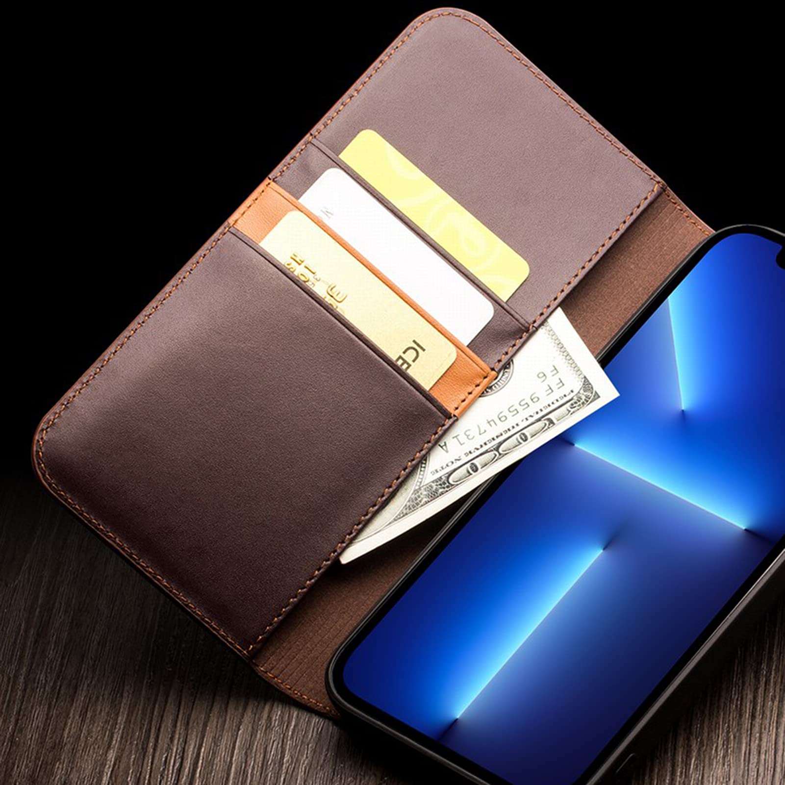 Premium Leather Wallet Phone Case for iPhone 13 Pro Max (6.7