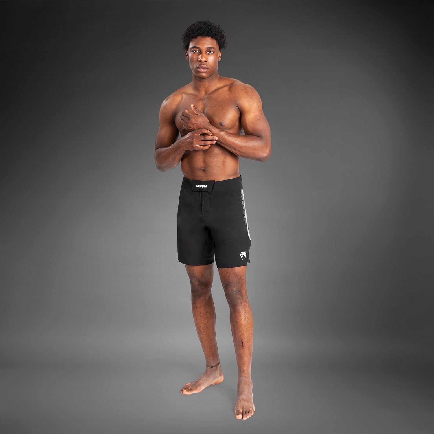 Venum Tempest Men's MMA Fight Shorts - Black/Grey - Lightweight & Breathable for Training & Competition