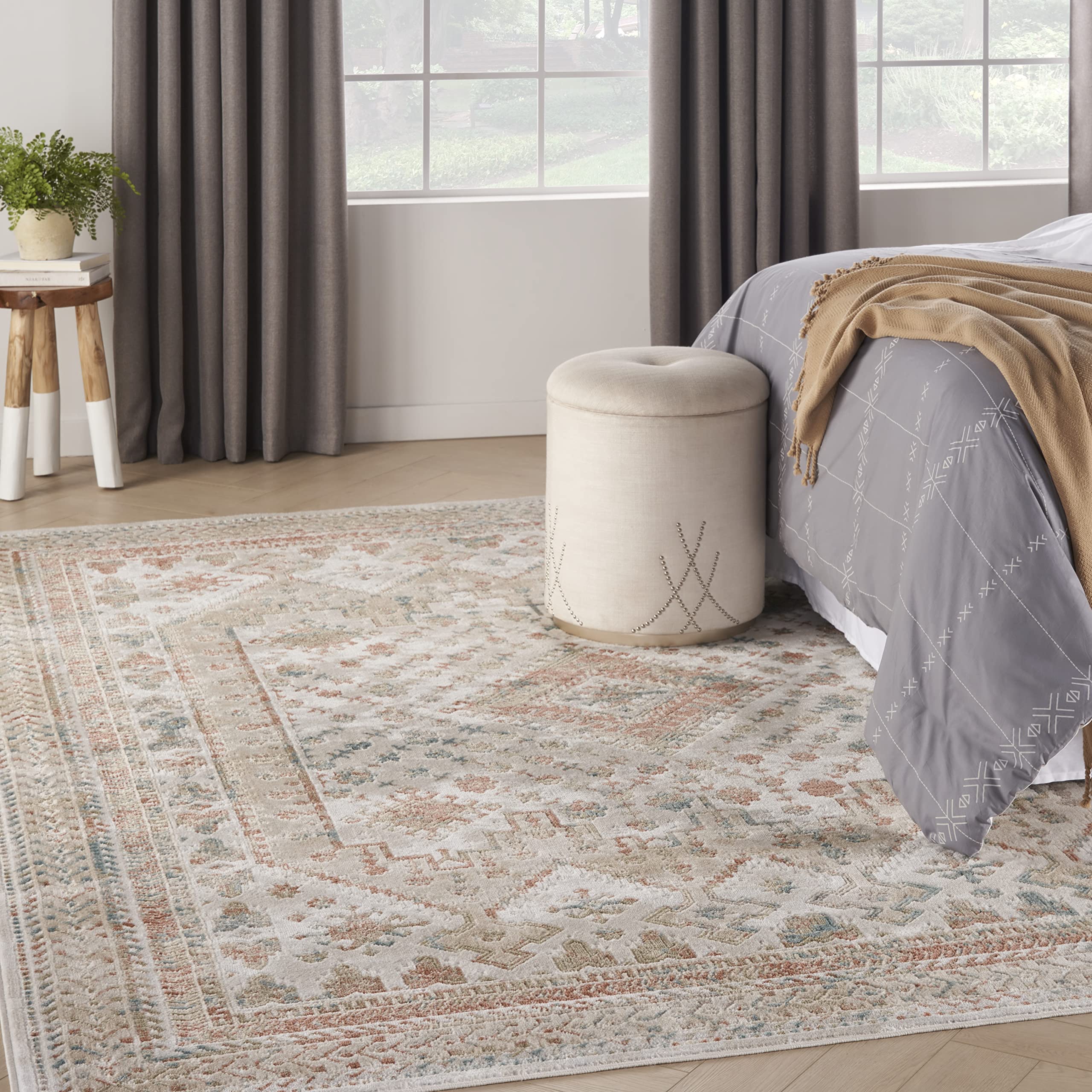 Nourison Thalia Vintage Beige Multicolor 9' x 12' Area Rug - Easy to Clean, Non-Shedding, Stain Resistant - Perfect for Bedroom, Living Room, Dining Room, Backyard, Deck & Patio (9x12)