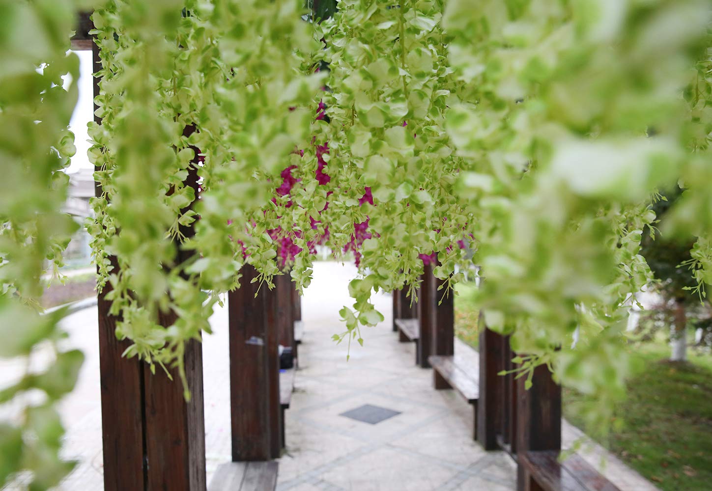 3.18 Feet Artificial Silk Wisteria Vine Hanging Flowers - 6 Pack Green Rattan Silk Wedding Decor for Home, Garden & Party Decoration