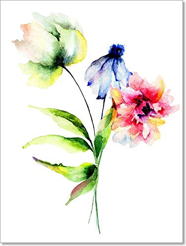 Original Watercolor Floral Illustration Print - 40x30 Inch Wall Art Decor for Living Room, Bedroom & Office | Handmade Home Decor Gift