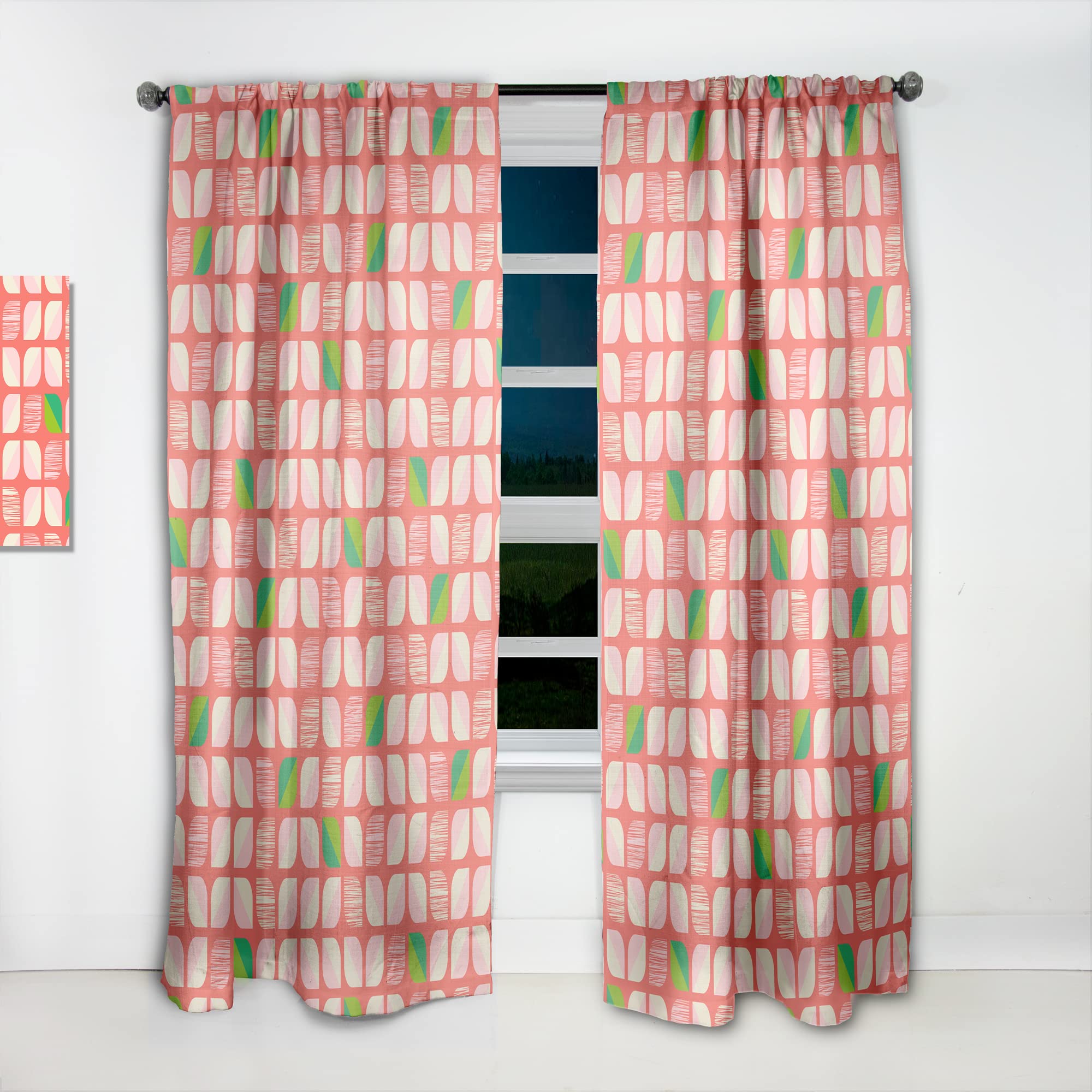 Abstract Retro Geometric Pattern Blackout Curtains - Thermal Insulated Single Panel 52x84 Inches - Bedroom & Living Room Window Drapes for Home Decor, Noise Reduction & Light Blocking