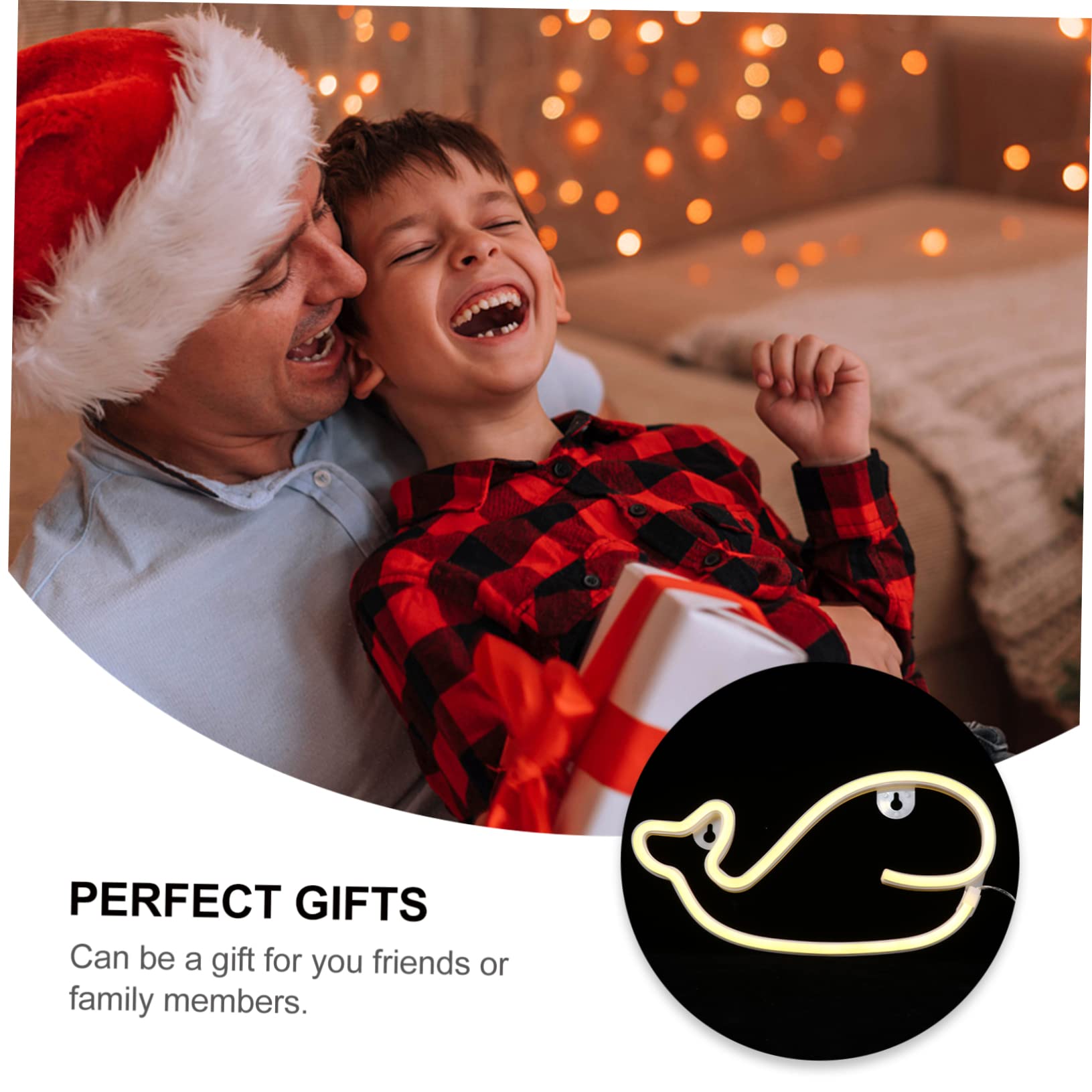 Angoily Whale Pattern Neon LED Lamp - Battery Powered Night Light for Kids Room Decor, Nursery, Bedroom & Party Decoration