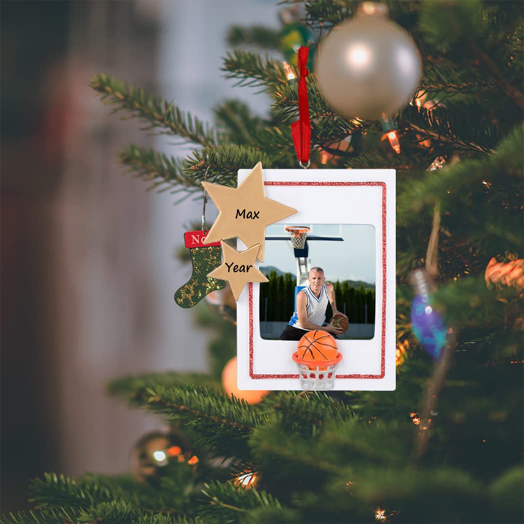 Personalized Basketball Photo Frame Ornament - Custom Christmas Keepsake for Basketball Players, Sports Fans & Kids - Perfect for Holiday Decor, Gifts & Memorial Tributes