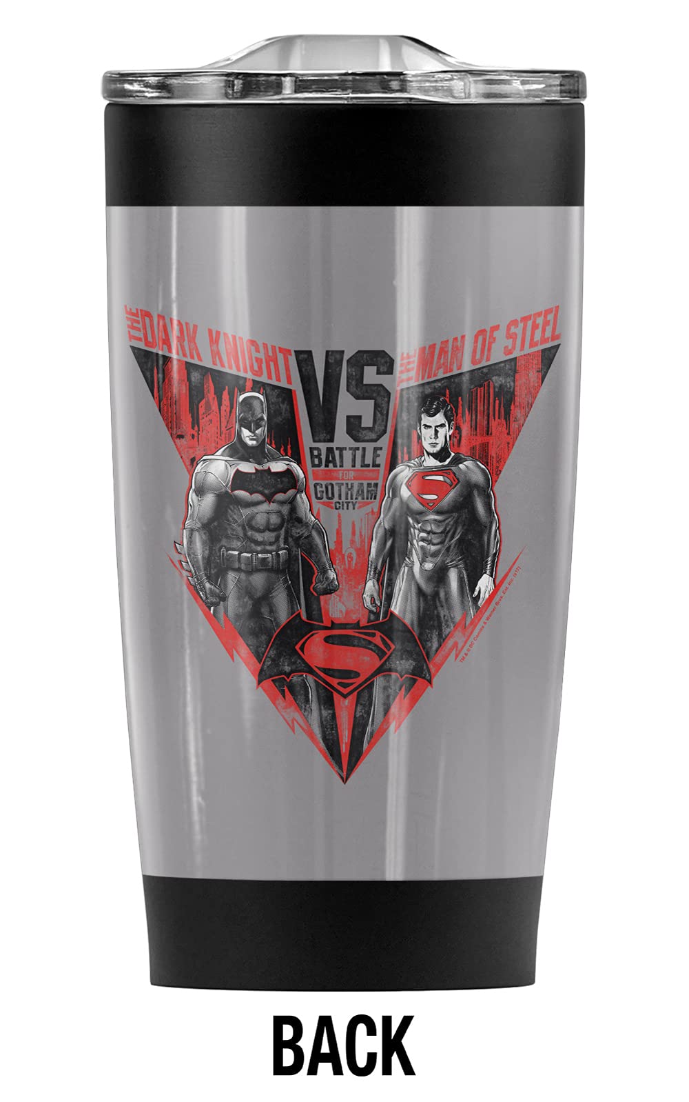 Batman vs Superman Stainless Steel Tumbler 20oz - Vacuum Insulated Travel Mug with Leakproof Lid - Keeps Drinks Hot/Cold for Hours - Perfect for Coffee, Tea & Iced Beverages - Ideal for Office, Commuting & Outdoor Adventures