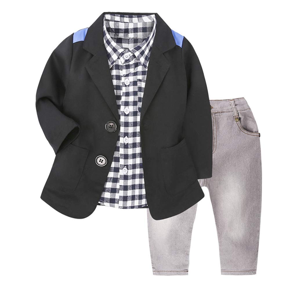 3-Piece Baby Boy Outfit - Blazer, Shirt & Jeans for Toddlers