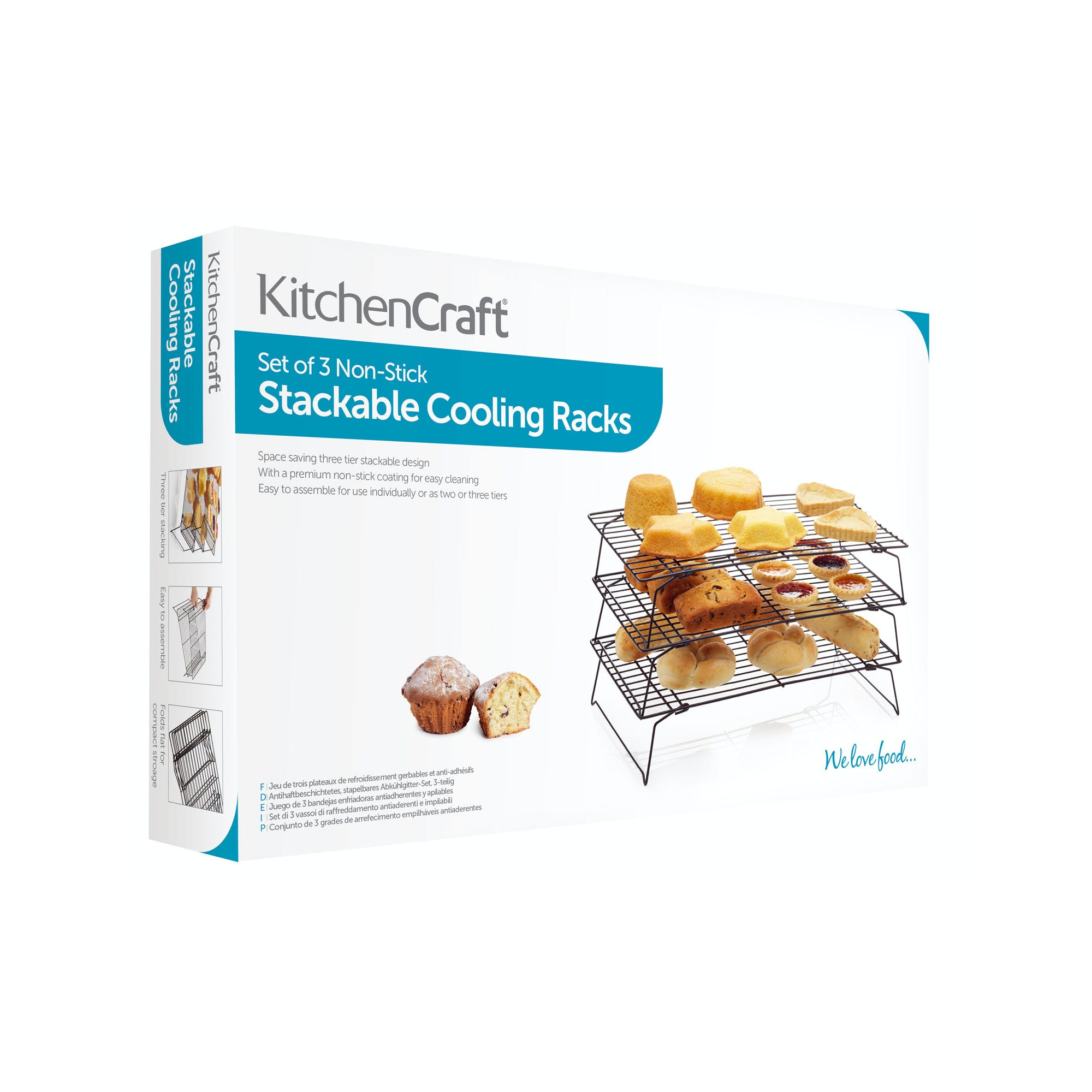 KitchenCraft Non-Stick 3-Tier Baking Cooling Rack for Cookies, Cakes & Pastries - Perfect for Kitchen Countertop & Baking Needs
