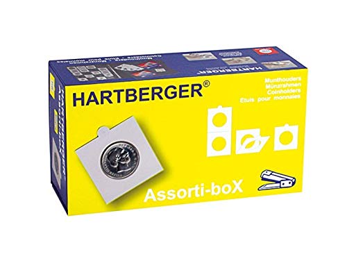 Lindner 8325 HARTBERGER Non-Adhesive Euro Coin Holders Assortment Box - Perfect for Coin Collectors, Travelers & Currency Organizers