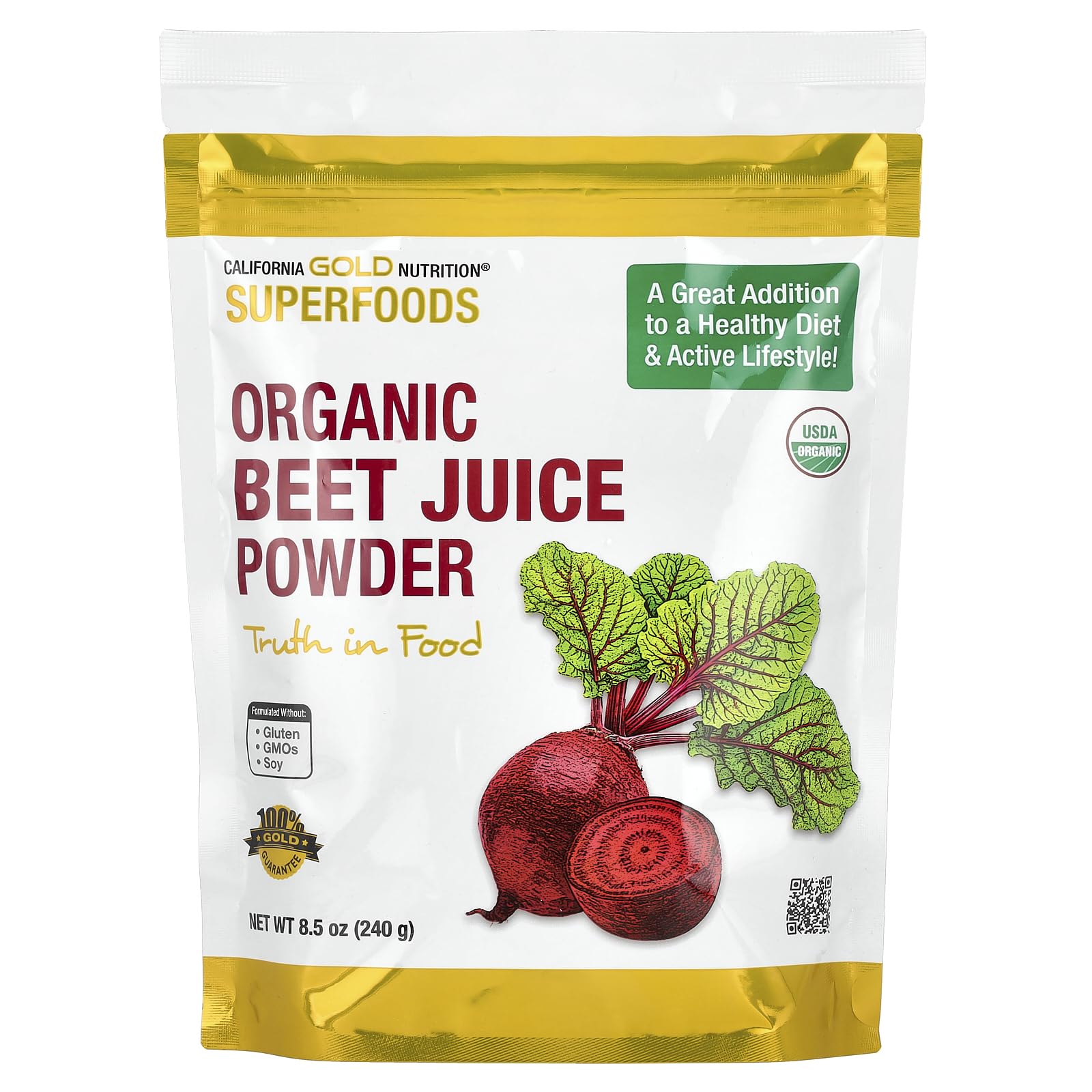 USDA Certified Organic Beet Root Powder - 8.5 oz (240g) | Non-GMO, Gluten-Free Superfood for Smoothies, Baking & Natural Food Coloring | Made in USA