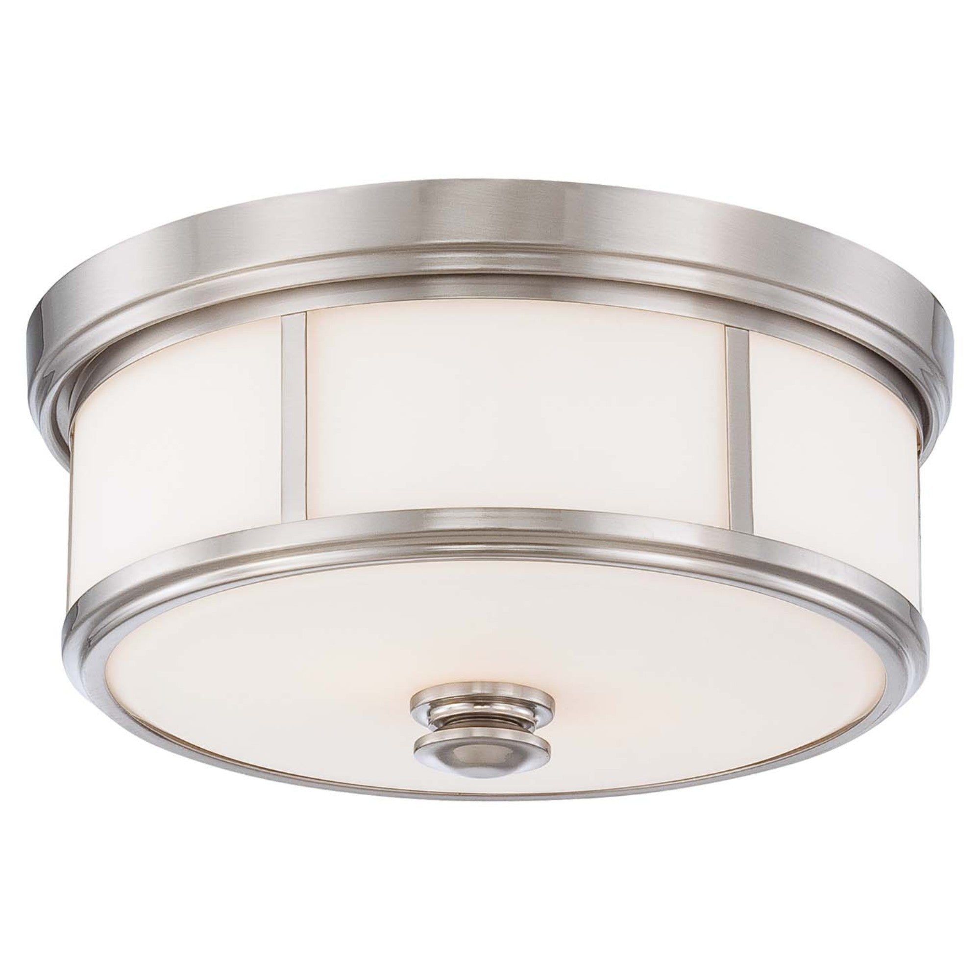 16 Inch 3-Light Flush Mount Ceiling Light Fixture - Brushed Nickel Finish - Perfect for Bedroom, Kitchen, or Hallway Lighting