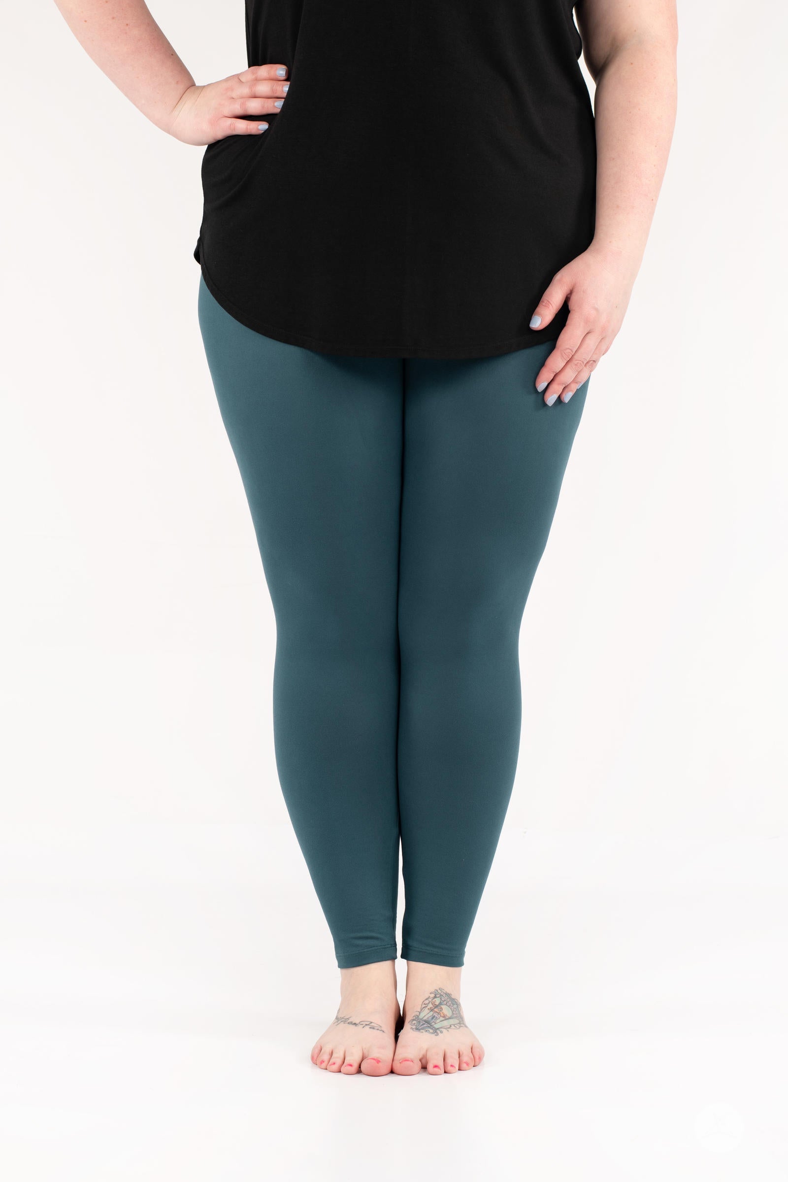 Sea Siren Solid Leggings for Women - High Waist Yoga Pants with Pockets - Comfortable Workout Leggings for Running, Gym & Lounge Wear
